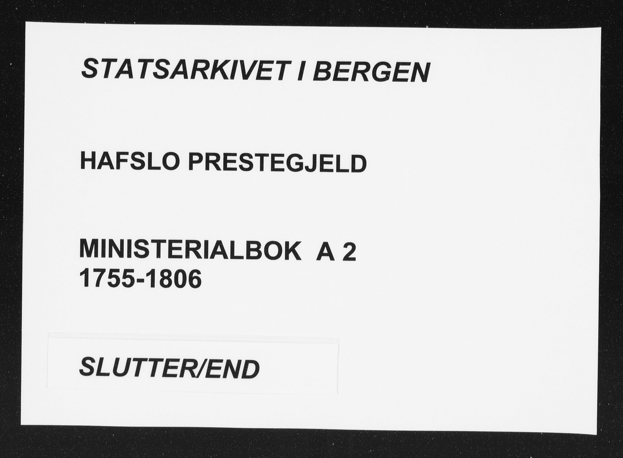 Hafslo sokneprestembete, SAB/A-80301/H/Haa/Haaa/L0002: Ministerialbok nr. A 2, 1755-1806