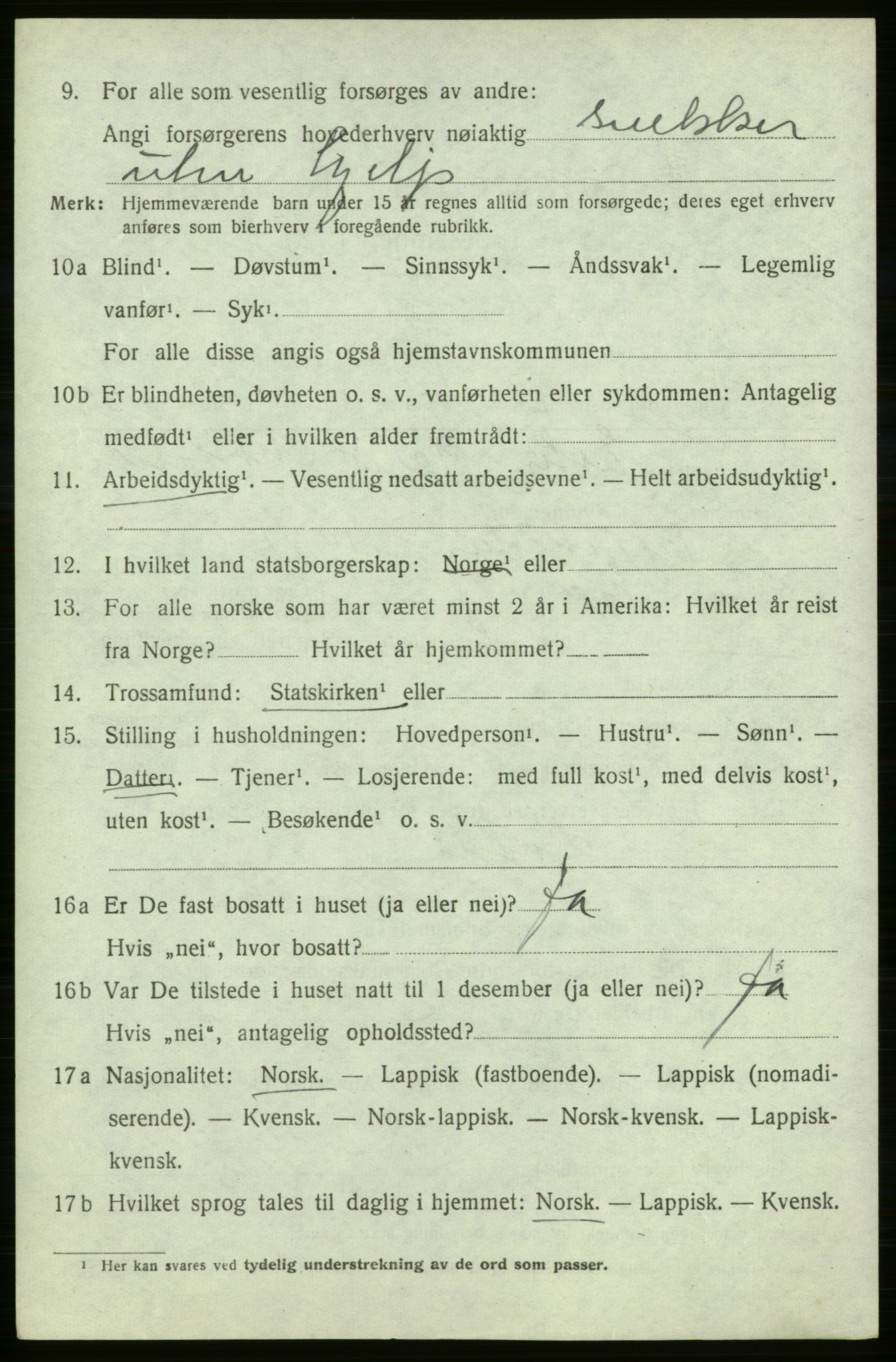 SATØ, Folketelling 1920 for 2019 Kjelvik herred, 1920, s. 2190