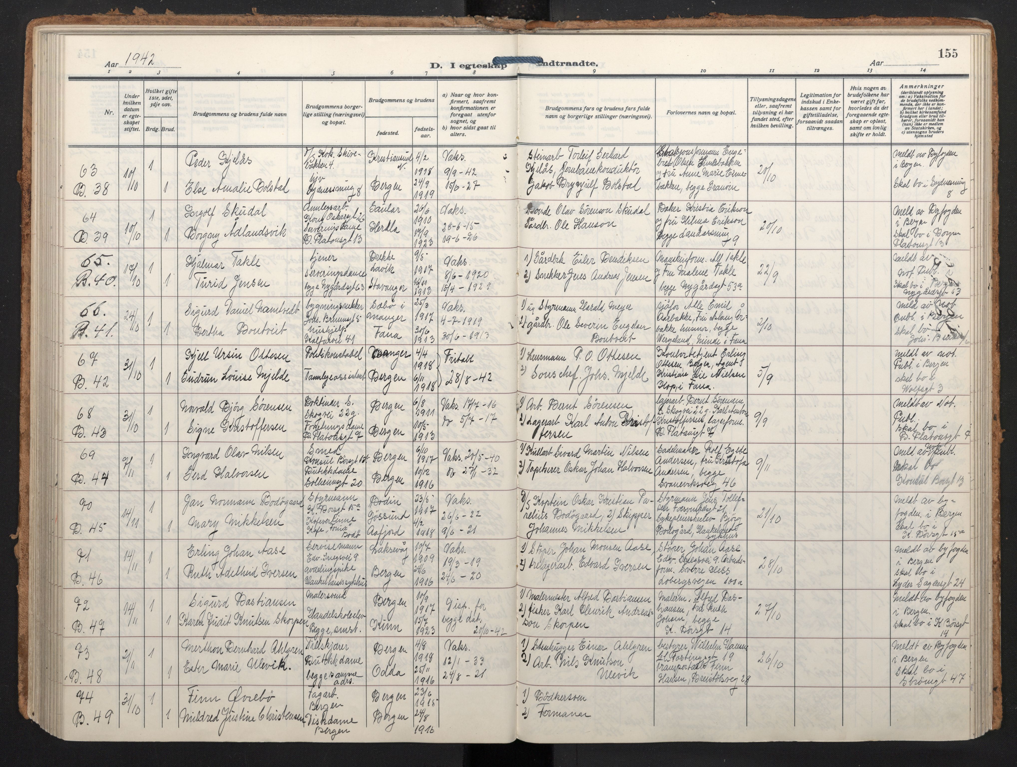 Johanneskirken sokneprestembete, AV/SAB-A-76001/H/Haa/L0014: Ministerialbok nr. D 3, 1929-1949, s. 154b-155a