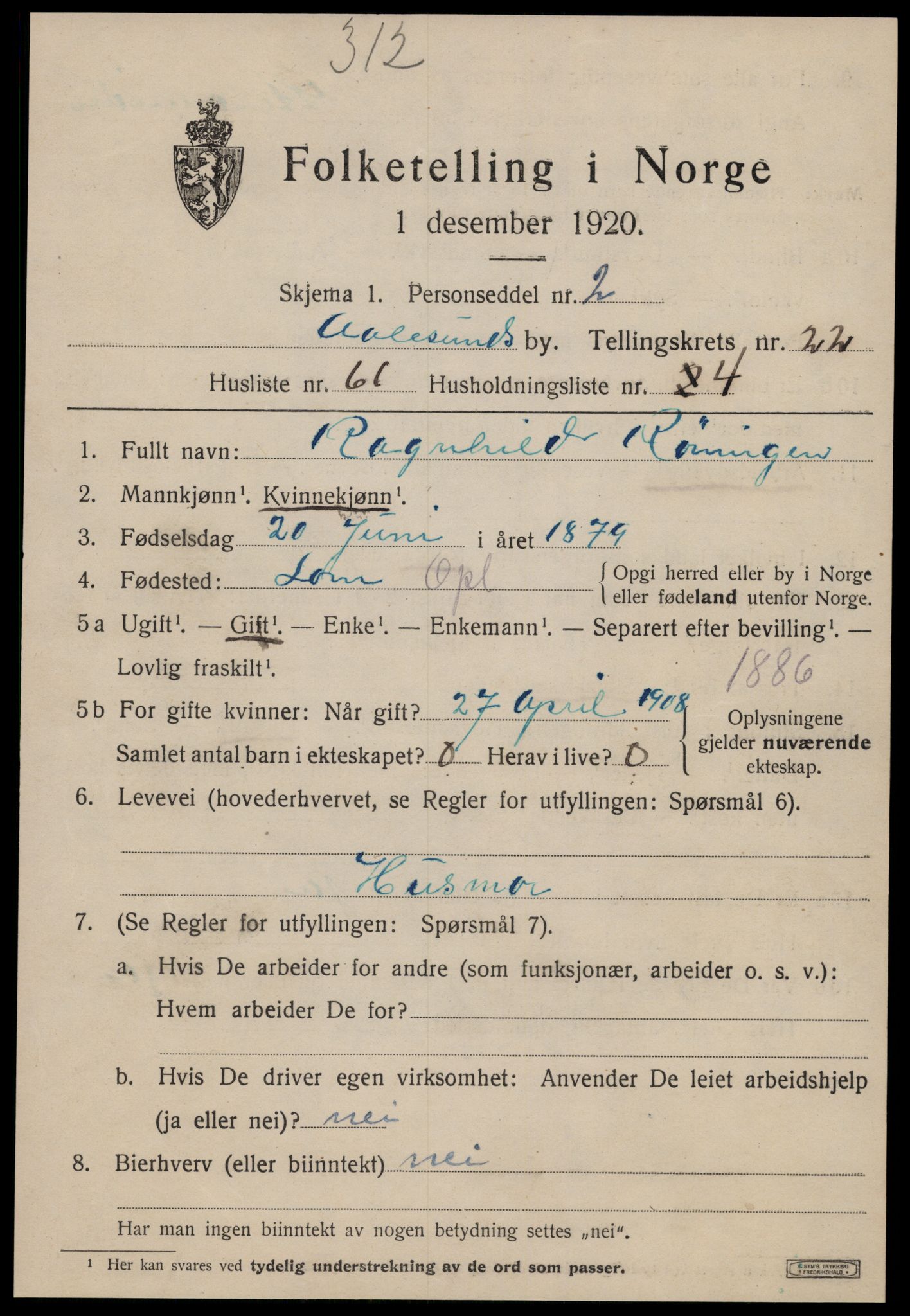 SAT, Folketelling 1920 for 1501 Ålesund kjøpstad, 1920, s. 42000