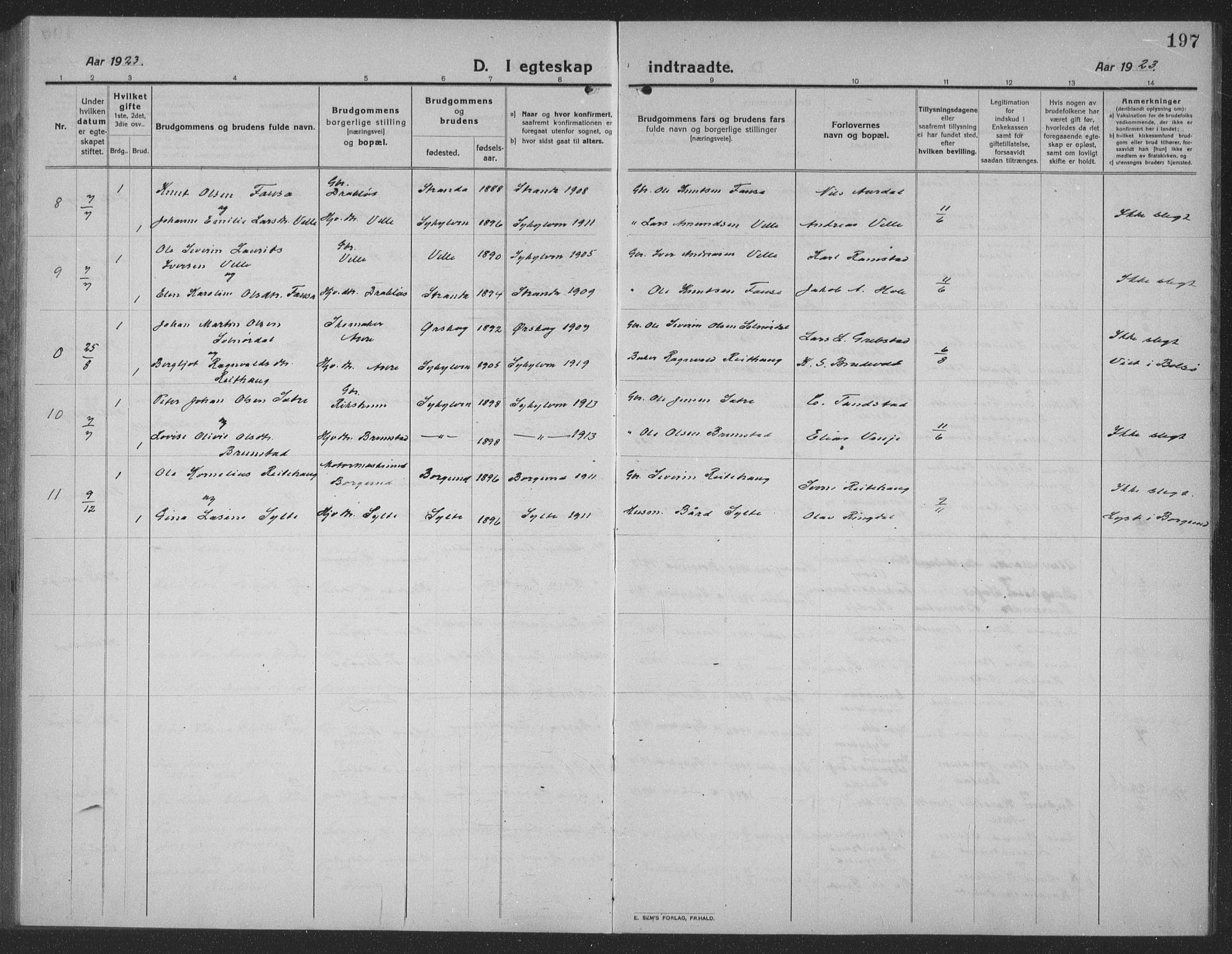 Ministerialprotokoller, klokkerbøker og fødselsregistre - Møre og Romsdal, AV/SAT-A-1454/523/L0342: Klokkerbok nr. 523C05, 1916-1937, s. 197