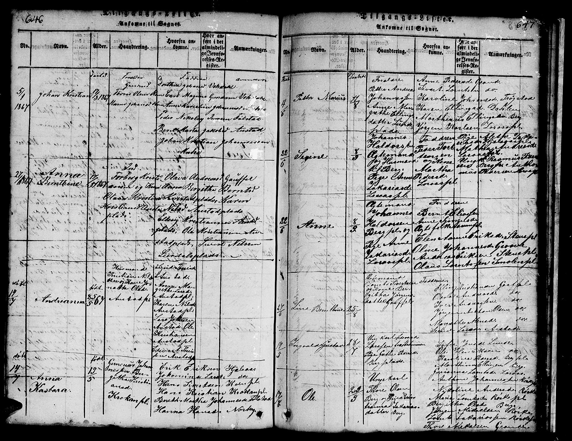 Ministerialprotokoller, klokkerbøker og fødselsregistre - Nord-Trøndelag, SAT/A-1458/731/L0310: Klokkerbok nr. 731C01, 1816-1874, s. 646-647