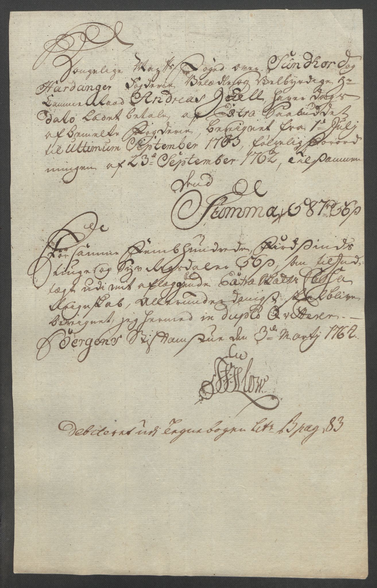 Rentekammeret inntil 1814, Reviderte regnskaper, Fogderegnskap, AV/RA-EA-4092/R48/L3136: Ekstraskatten Sunnhordland og Hardanger, 1762-1772, s. 43