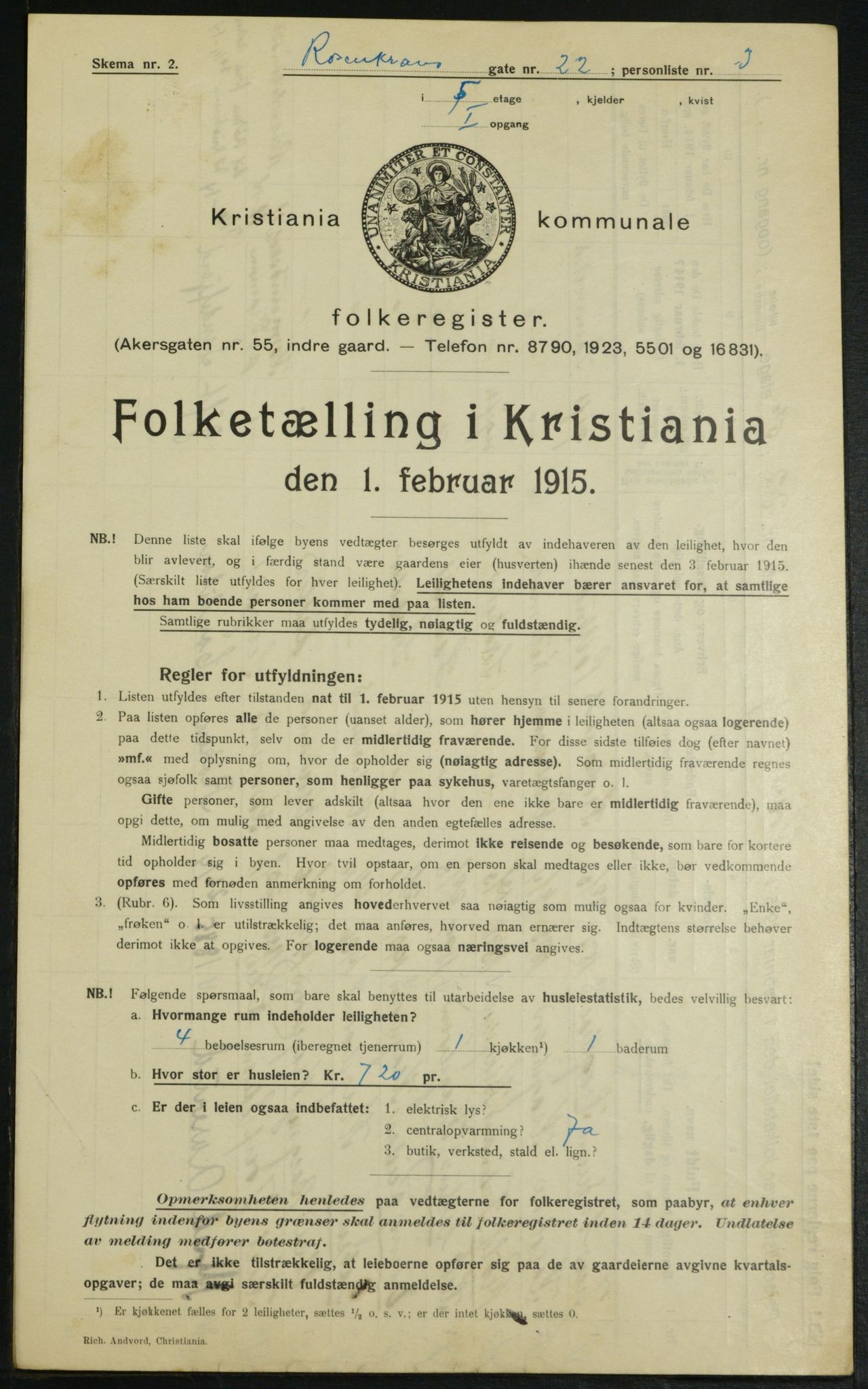 OBA, Kommunal folketelling 1.2.1915 for Kristiania, 1915, s. 83699