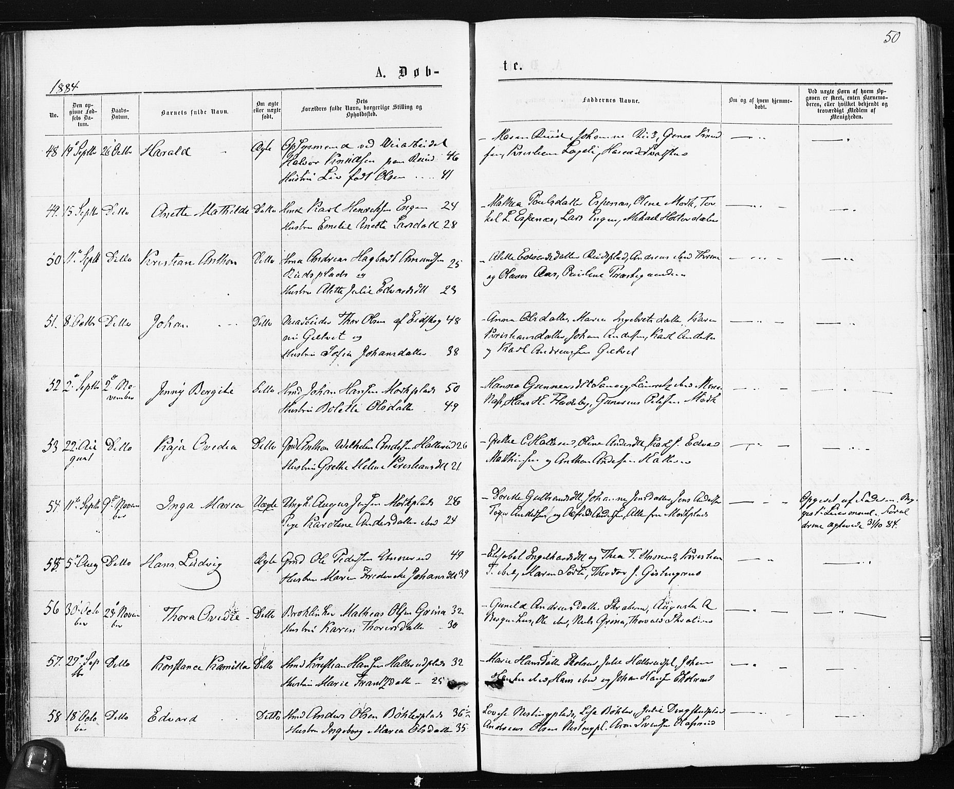 Spydeberg prestekontor Kirkebøker, AV/SAO-A-10924/F/Fa/L0007: Ministerialbok nr. I 7, 1875-1885, s. 50