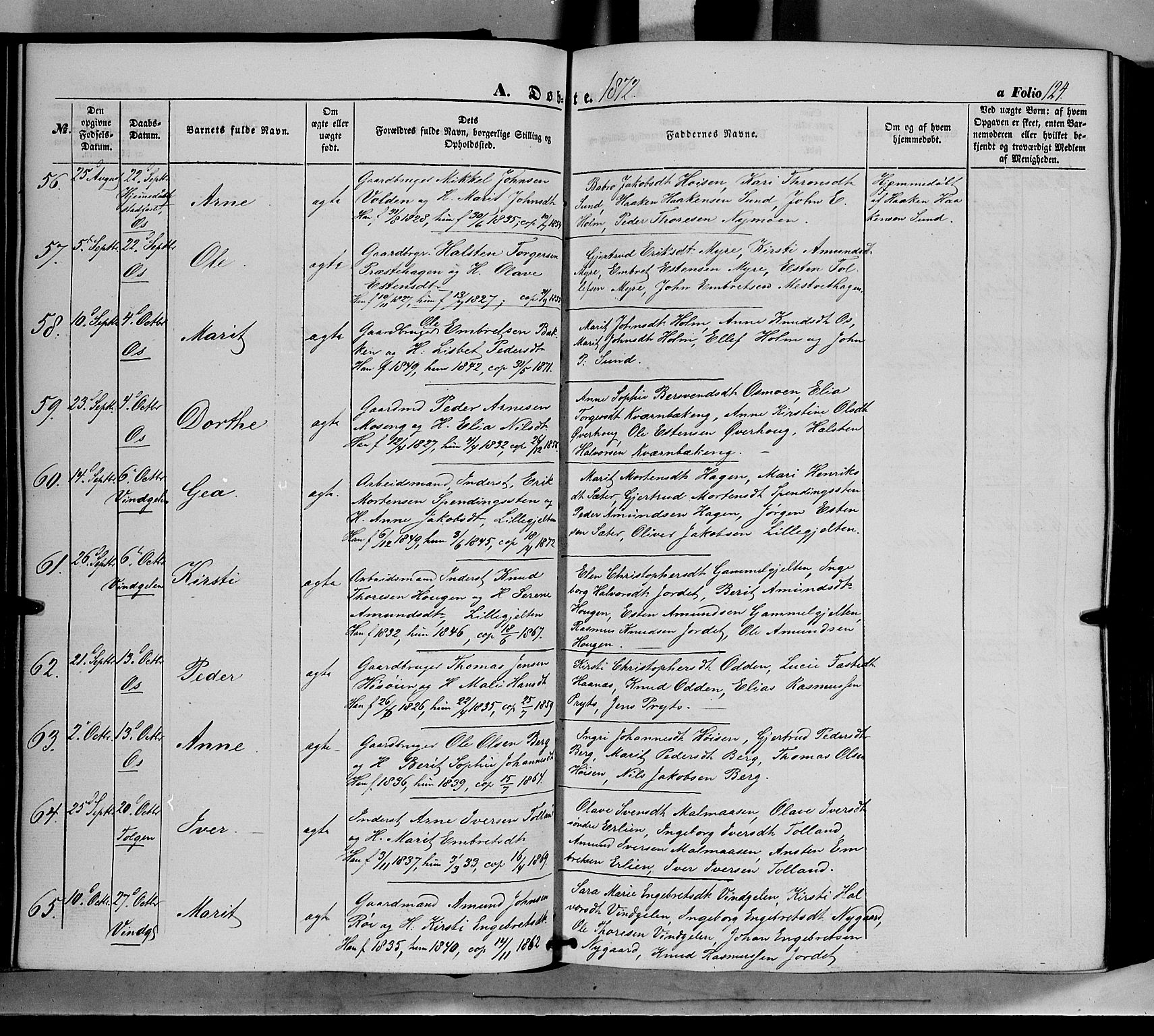 Tolga prestekontor, AV/SAH-PREST-062/K/L0006: Ministerialbok nr. 6, 1852-1876, s. 124