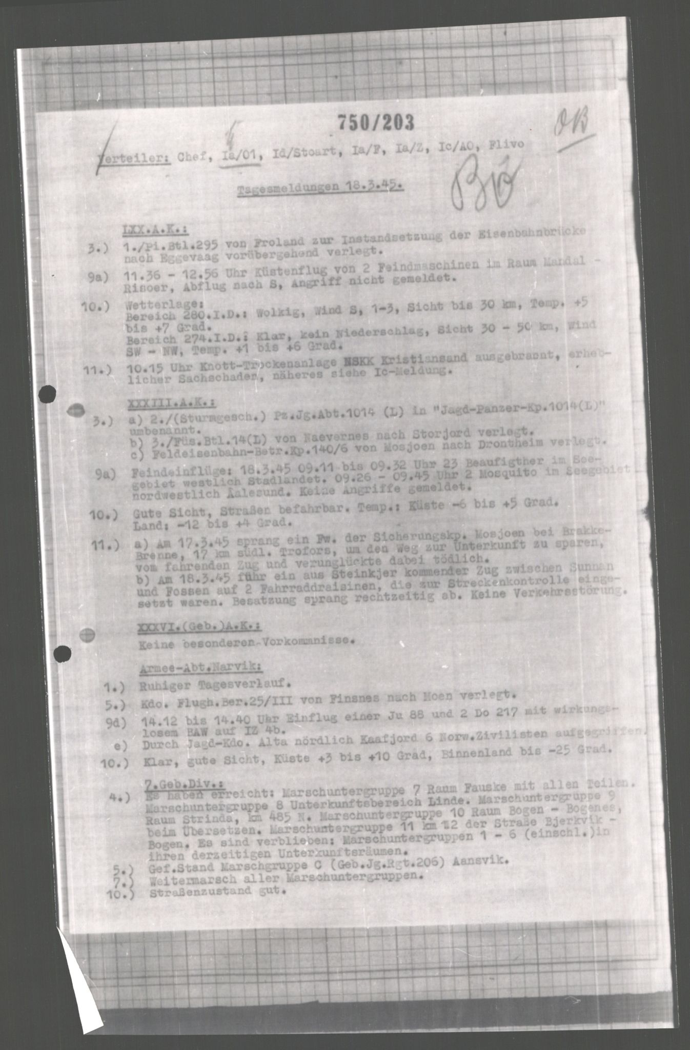 Forsvarets Overkommando. 2 kontor. Arkiv 11.4. Spredte tyske arkivsaker, AV/RA-RAFA-7031/D/Dar/Dara/L0004: Krigsdagbøker for 20. Gebirgs-Armee-Oberkommando (AOK 20), 1945, s. 60