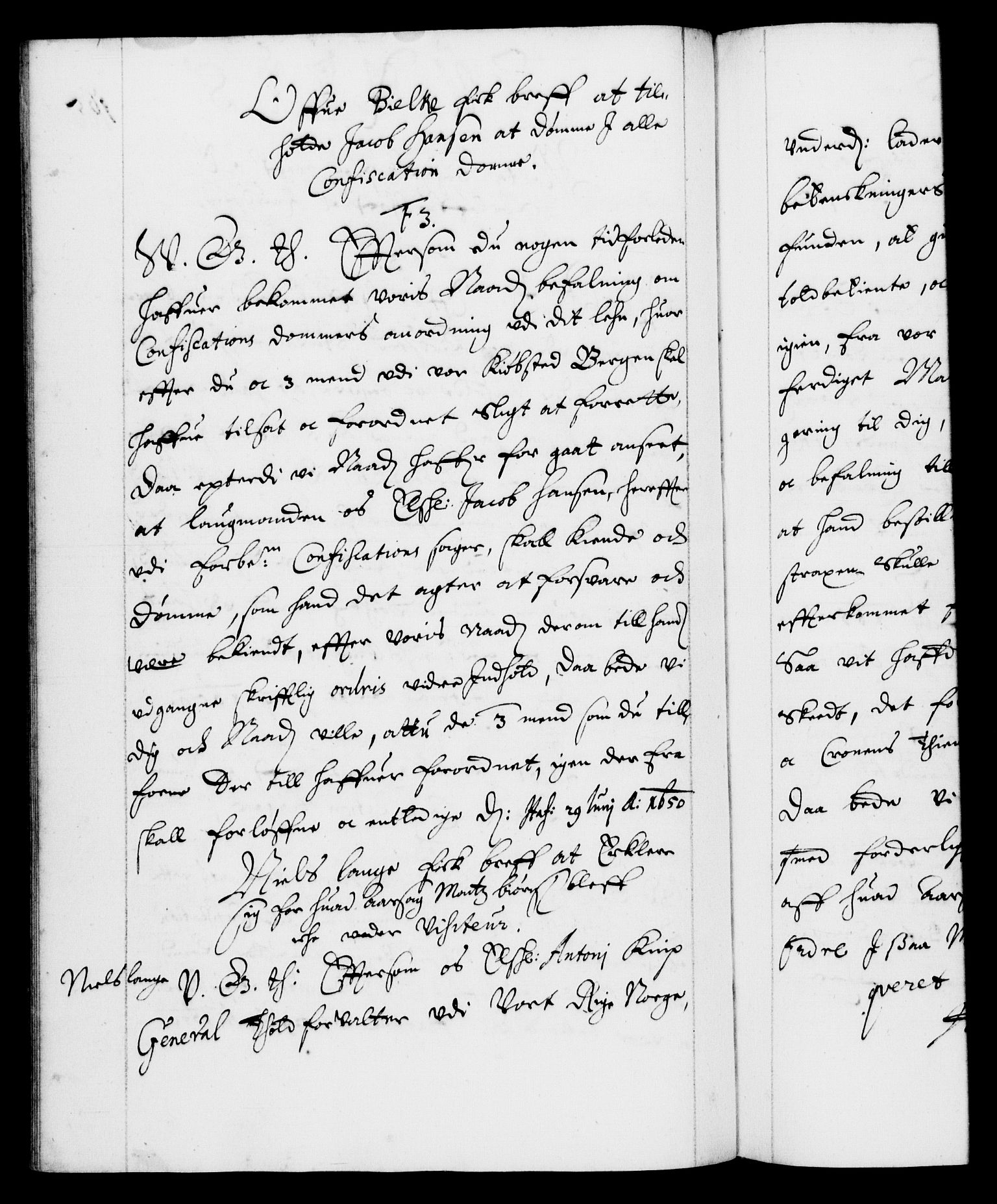 Danske Kanselli 1572-1799, AV/RA-EA-3023/F/Fc/Fca/Fcab/L0008: Norske tegnelser (mikrofilm), 1648-1652, s. 165b