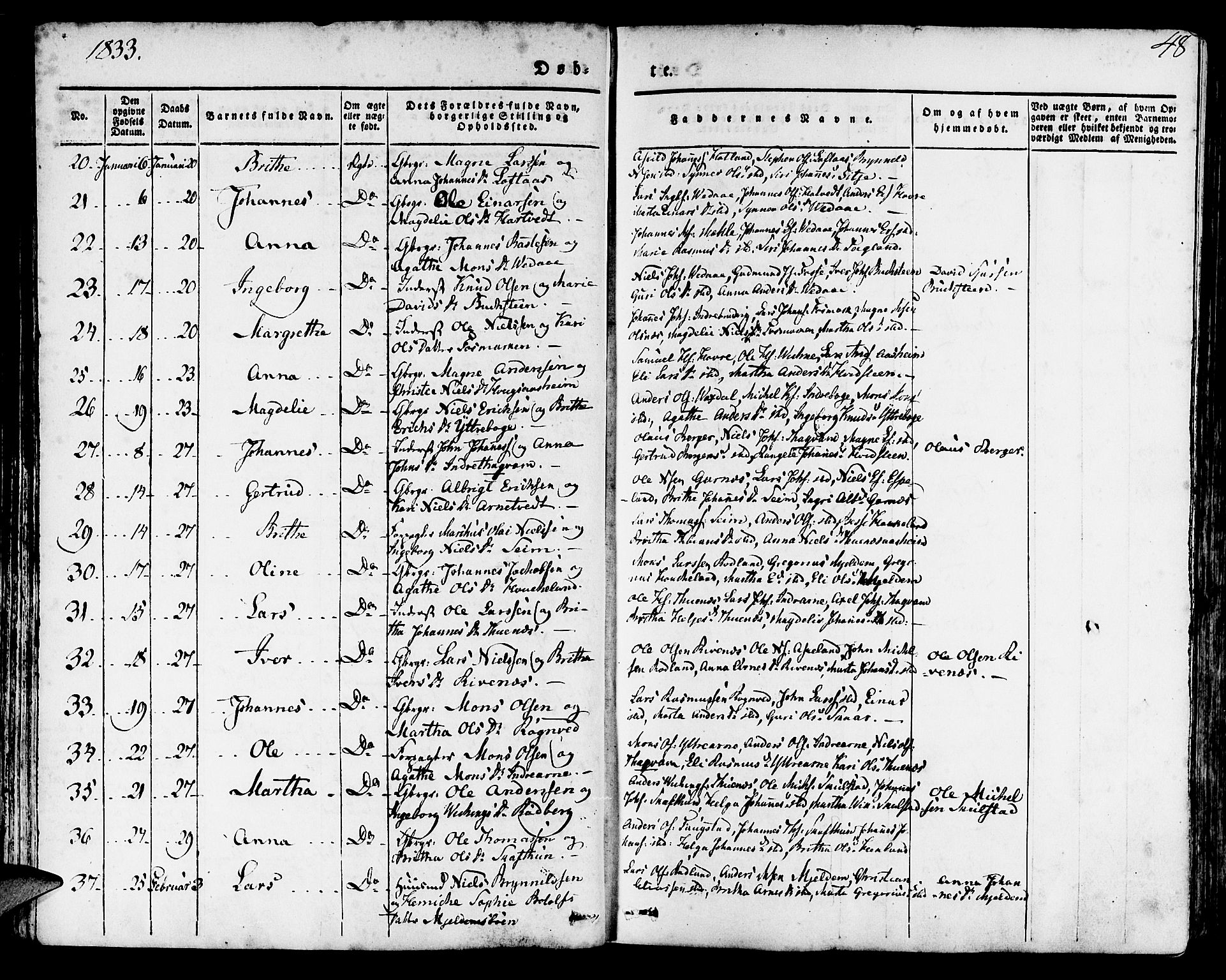 Haus sokneprestembete, AV/SAB-A-75601/H/Haa: Ministerialbok nr. A 14, 1827-1838, s. 48