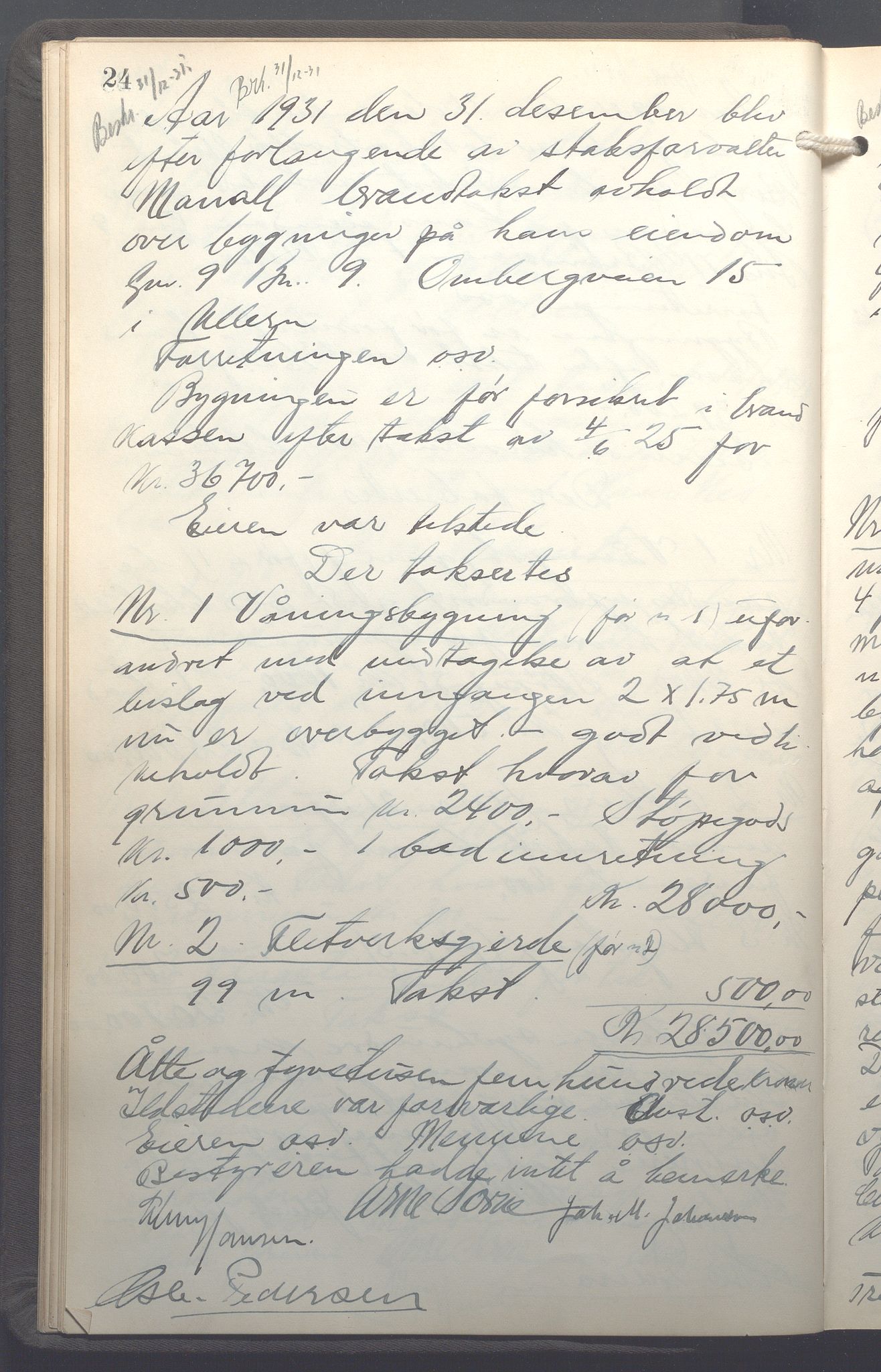 Lensmennene i Aker, OBA/A-10133/F/Fb/L0004: Branntakstprotokoll, 1931-1937, s. 24