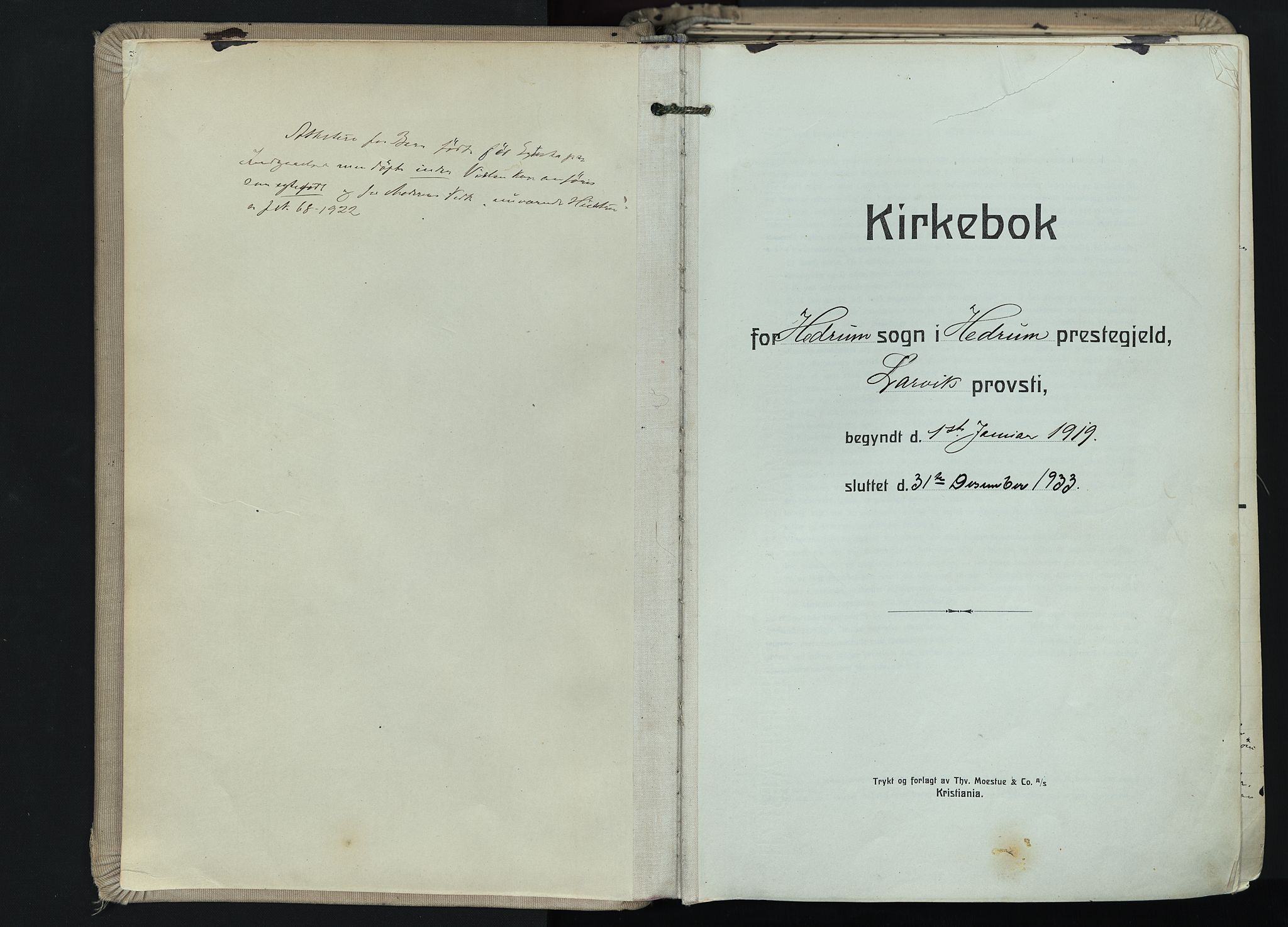 Hedrum kirkebøker, AV/SAKO-A-344/F/Fa/L0011: Ministerialbok nr. I 11, 1919-1933