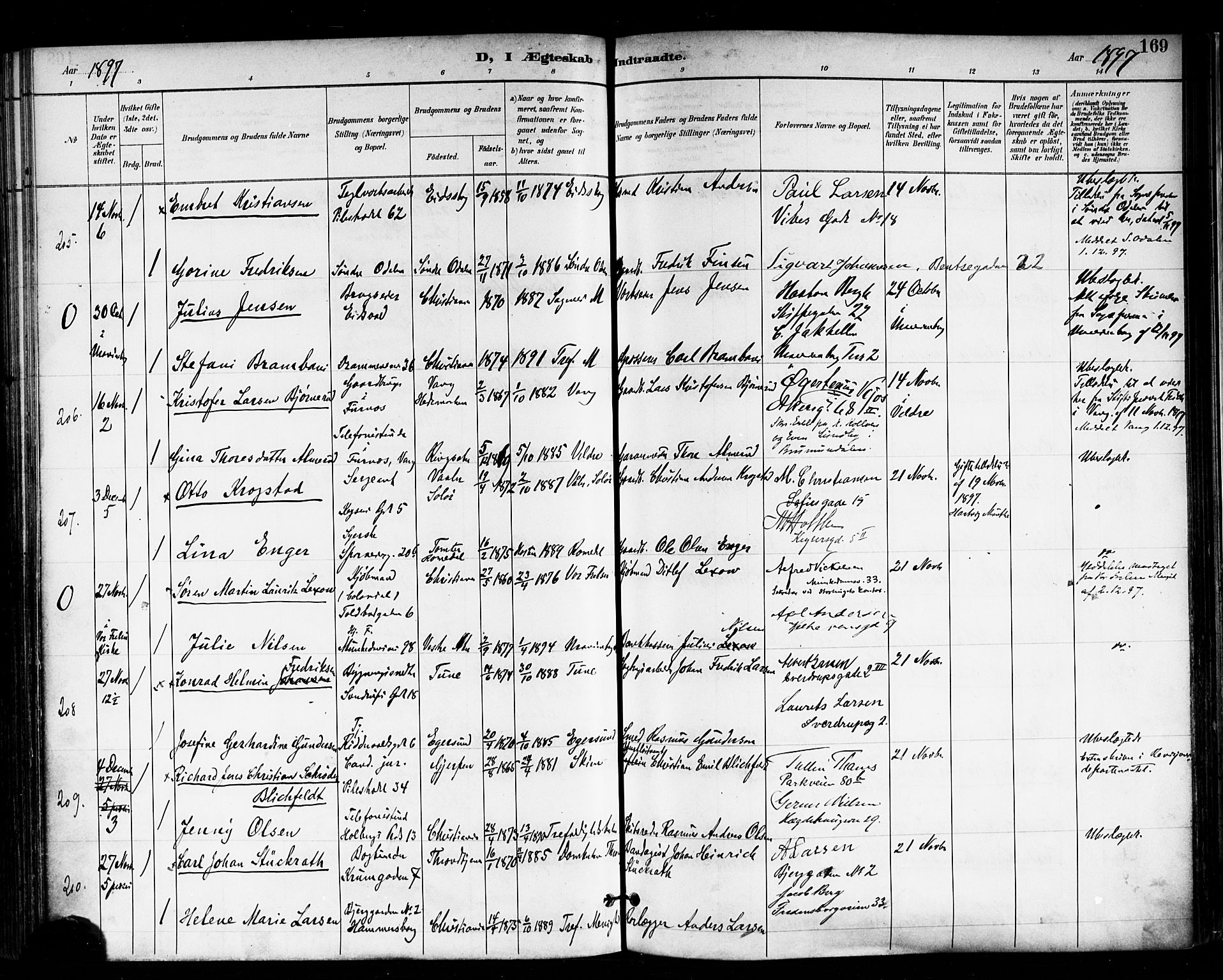 Trefoldighet prestekontor Kirkebøker, AV/SAO-A-10882/F/Fc/L0004: Ministerialbok nr. III 4, 1891-1900, s. 169