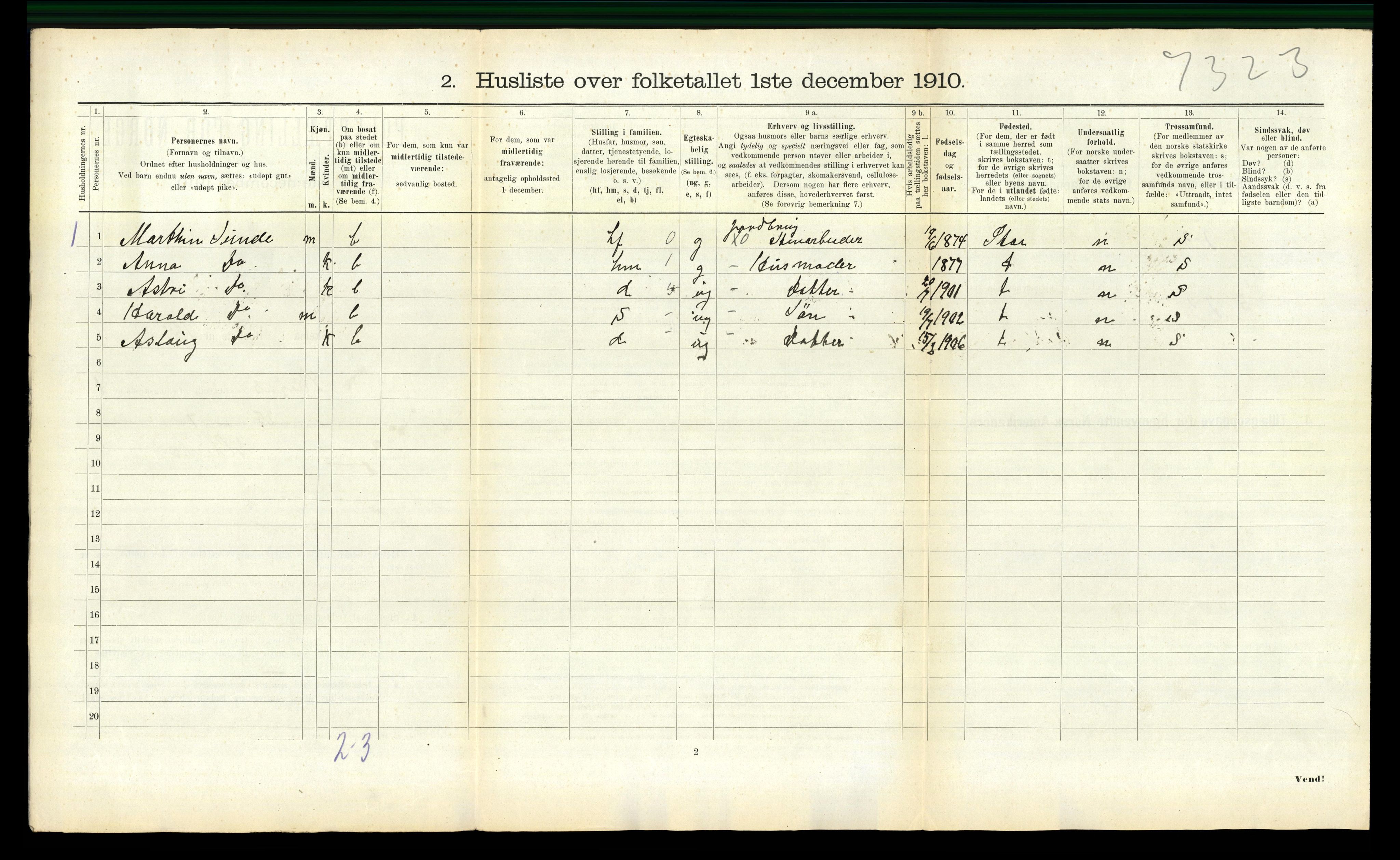 RA, Folketelling 1910 for 1719 Skogn herred, 1910, s. 315