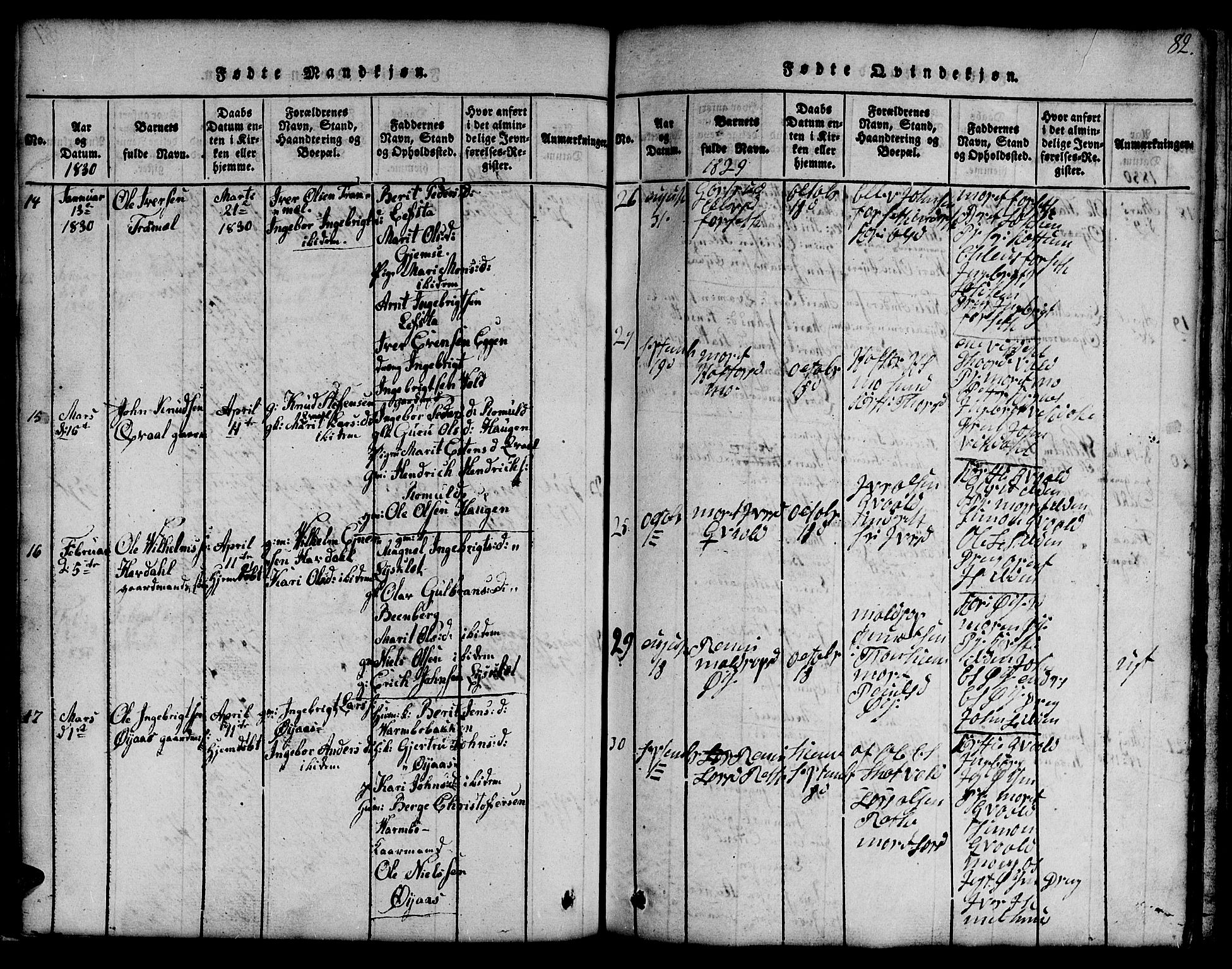 Ministerialprotokoller, klokkerbøker og fødselsregistre - Sør-Trøndelag, AV/SAT-A-1456/691/L1092: Klokkerbok nr. 691C03, 1816-1852, s. 82