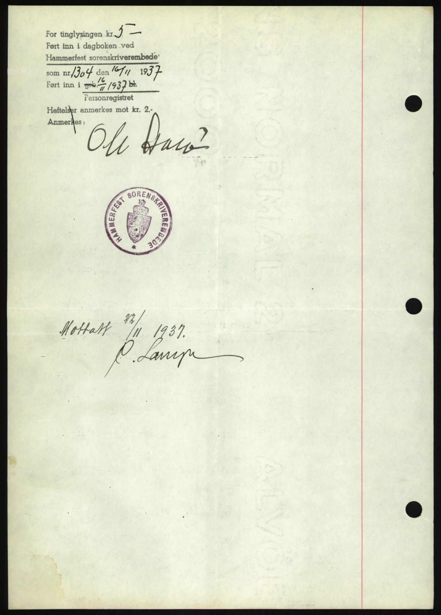 Oslo byskriverembete, AV/SAO-A-10227/2/G/Gb/L0072: Tinglyste ektepakter, Finnmark, bind 1, 1928-1950
