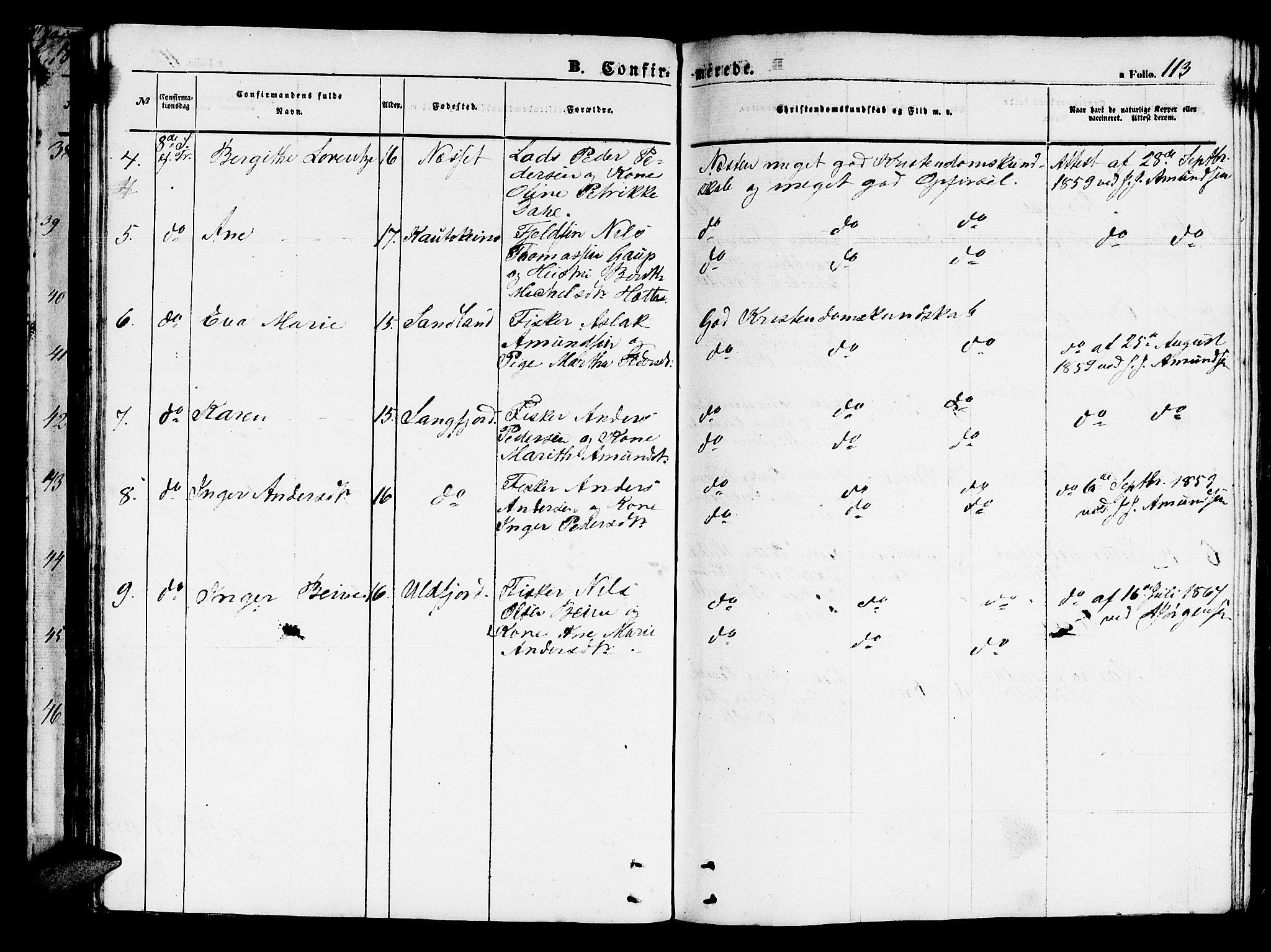 Loppa sokneprestkontor, SATØ/S-1339/H/Hb/L0002klokker: Klokkerbok nr. 2, 1850-1880, s. 113