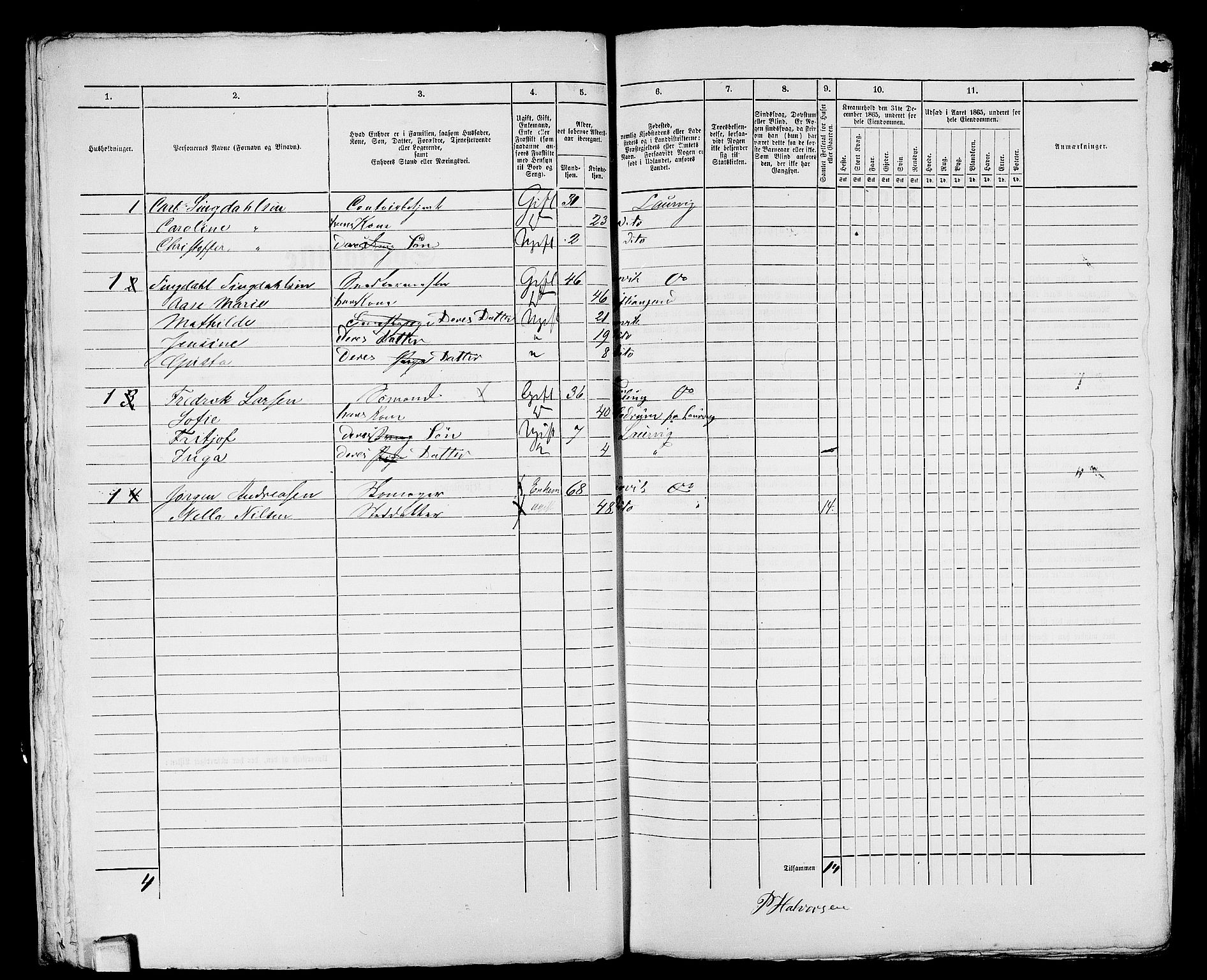 RA, Folketelling 1865 for 0707P Larvik prestegjeld, 1865, s. 694