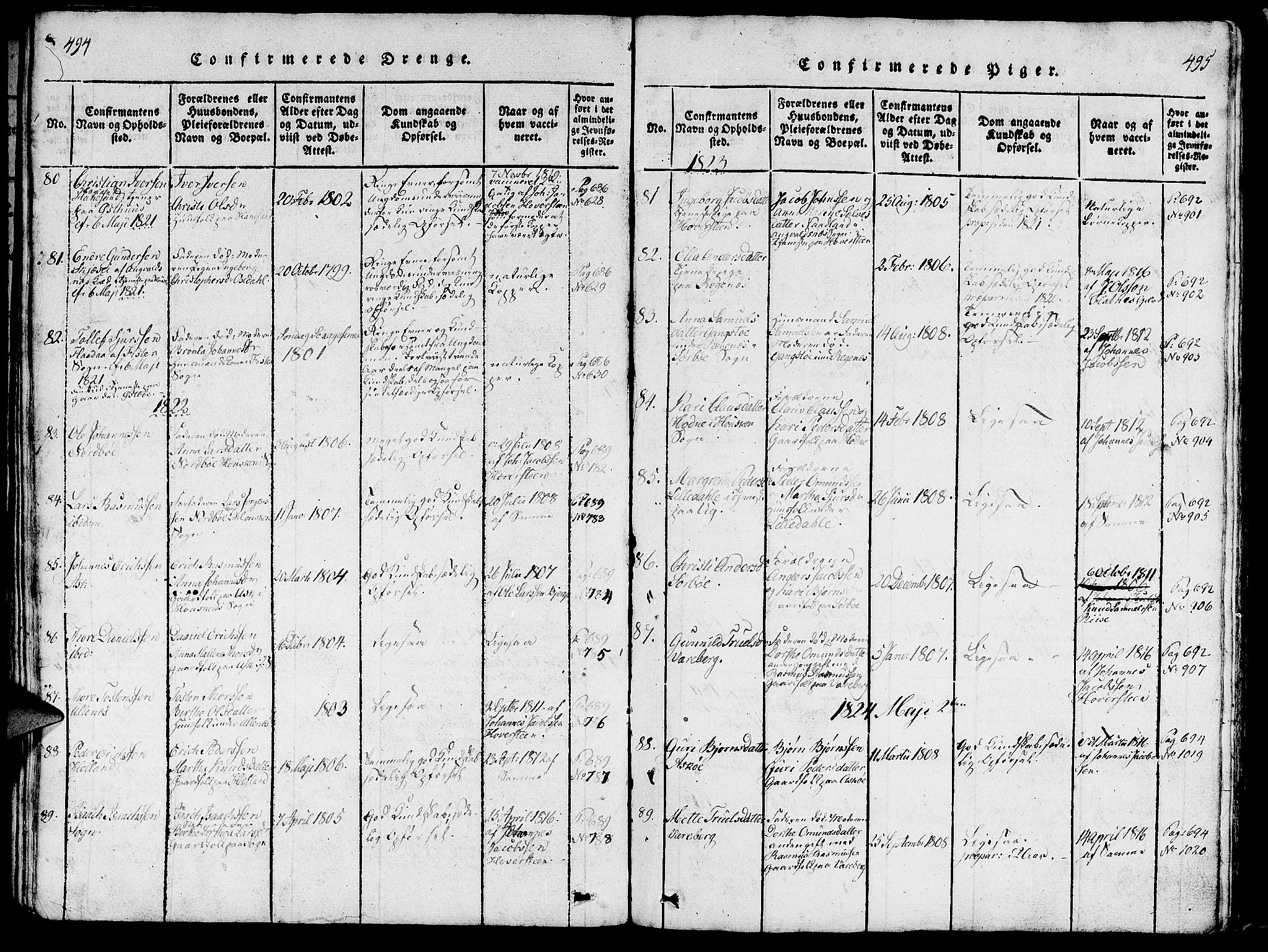 Rennesøy sokneprestkontor, SAST/A -101827/H/Ha/Haa/L0004: Ministerialbok nr. A 4, 1816-1837, s. 494-495