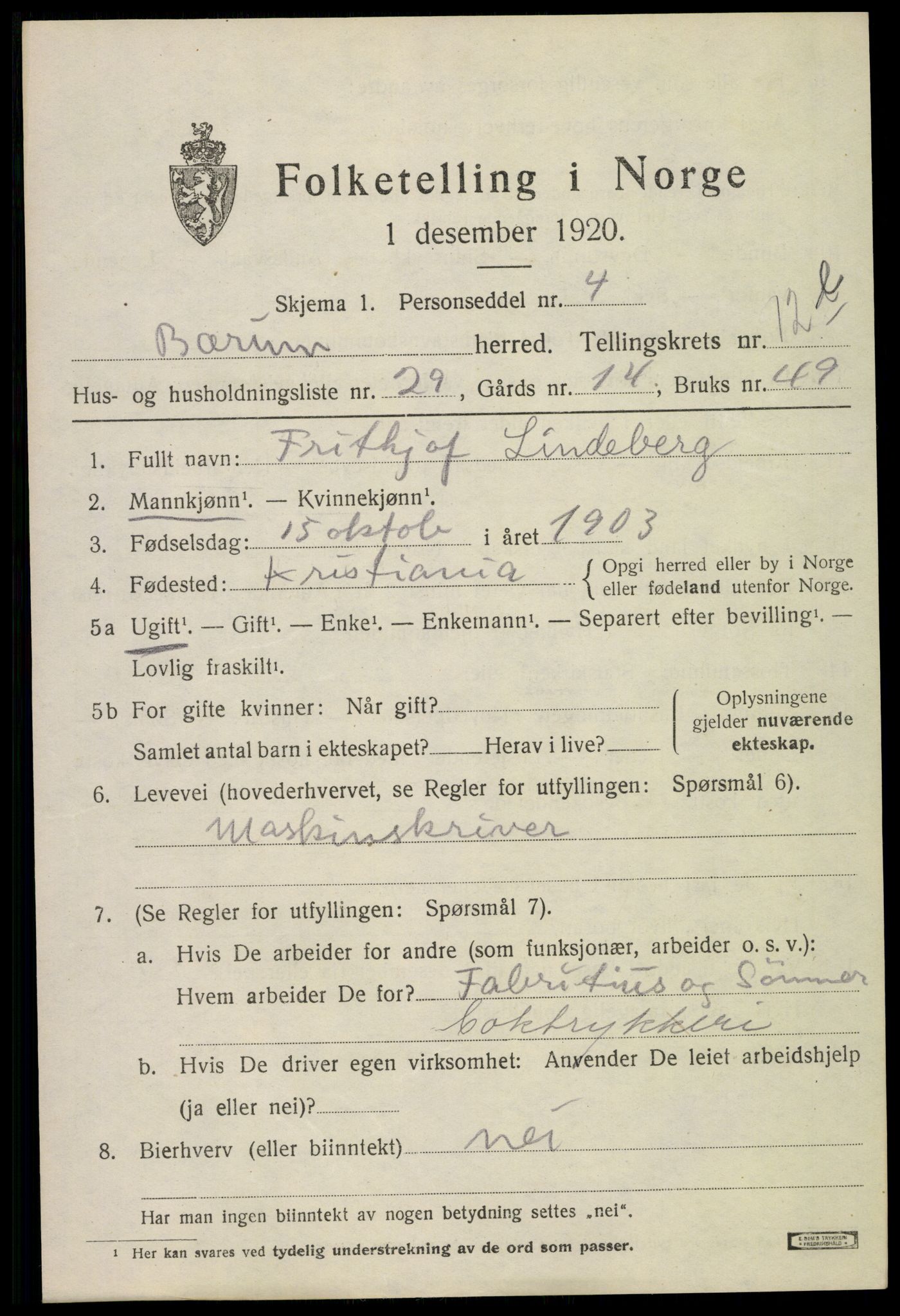 SAO, Folketelling 1920 for 0219 Bærum herred, 1920, s. 31388