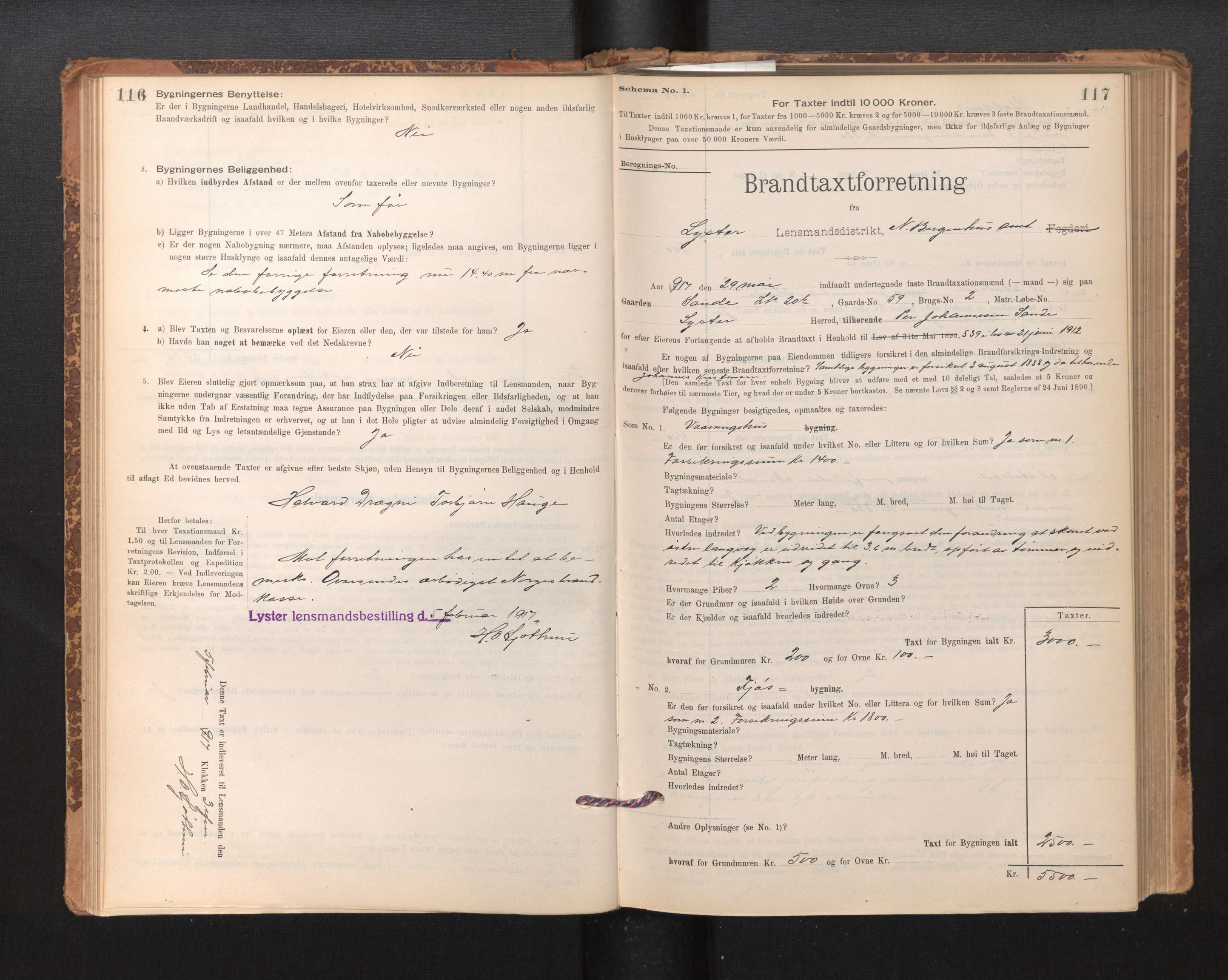 Lensmannen i Luster, SAB/A-29301/0012/L0007: Branntakstprotokoll, skjematakst, 1895-1935, s. 116-117