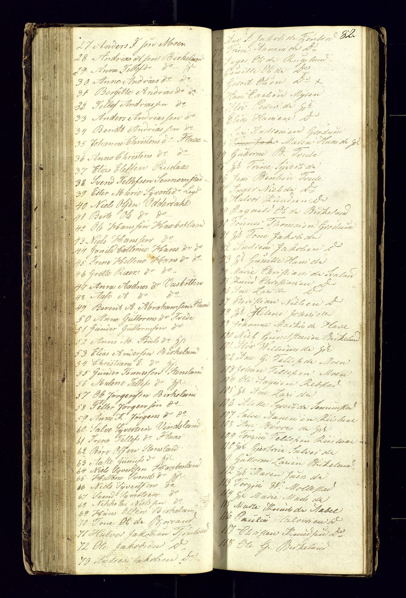 Birkenes sokneprestkontor, AV/SAK-1111-0004/F/Fc/L0002: Kommunikantprotokoll nr. C-2, 1839-1849, s. 82