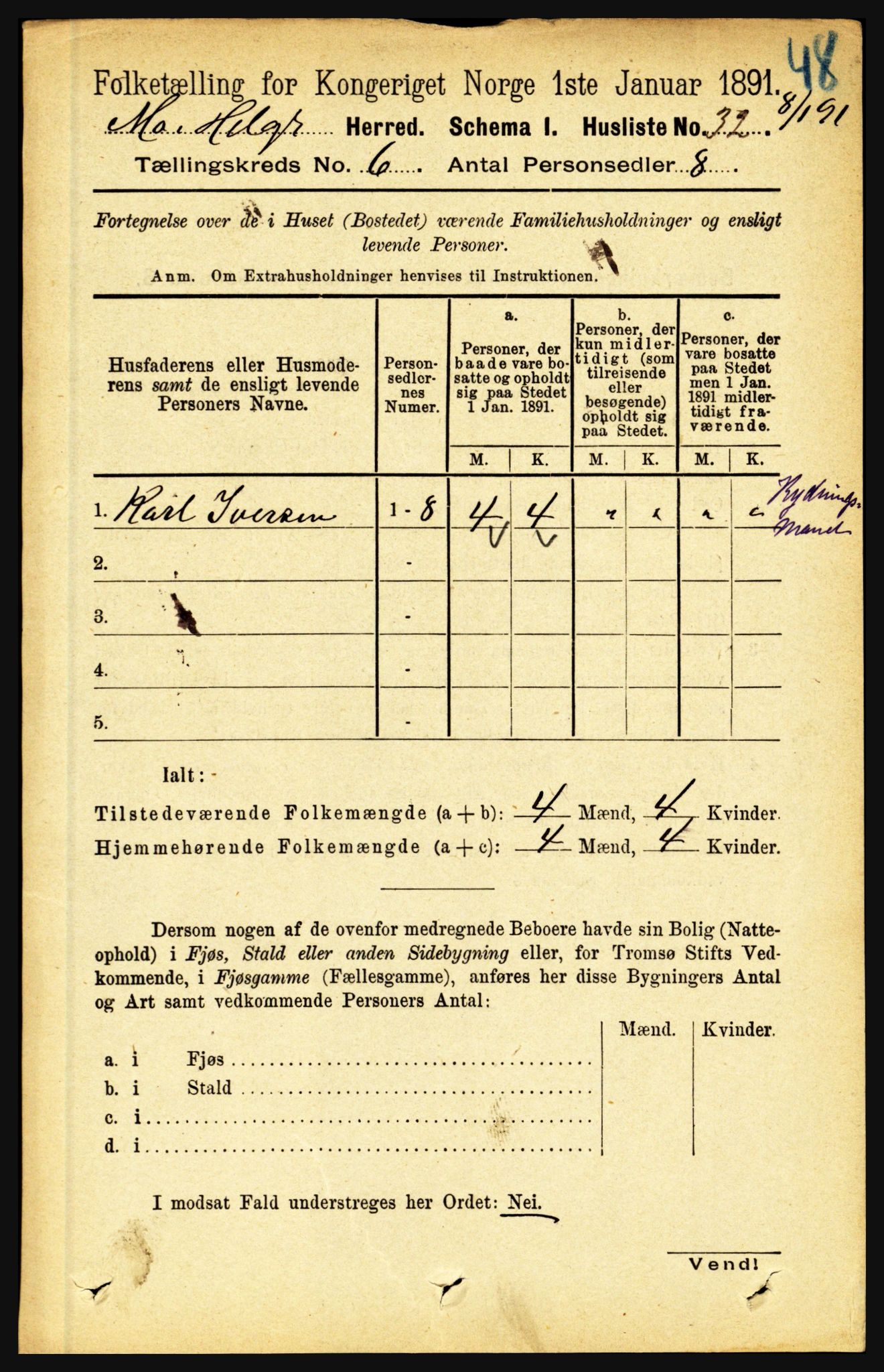 RA, Folketelling 1891 for 1833 Mo herred, 1891, s. 2196