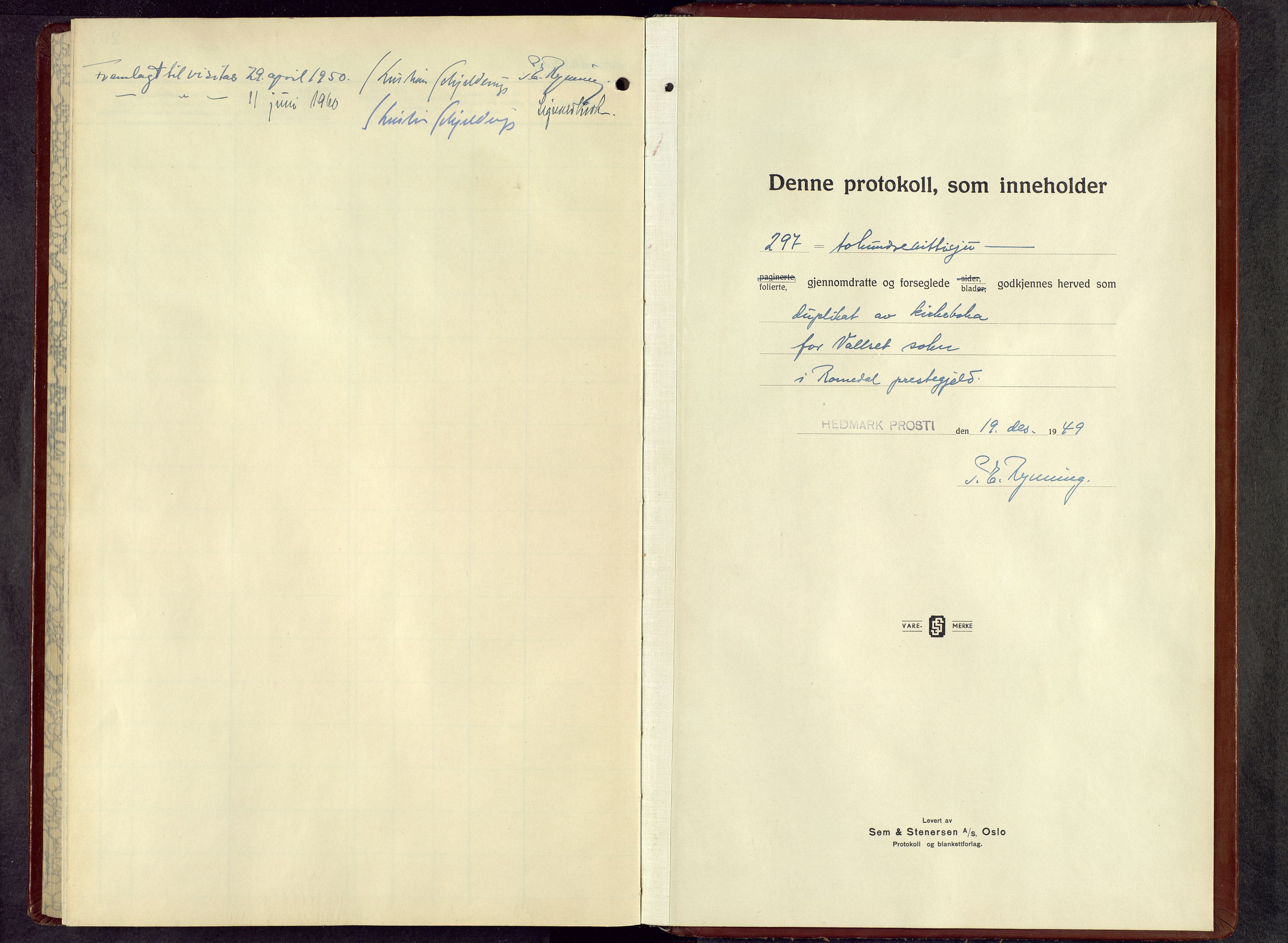 Romedal prestekontor, SAH/PREST-004/L/L0017: Klokkerbok nr. 17, 1950-1961