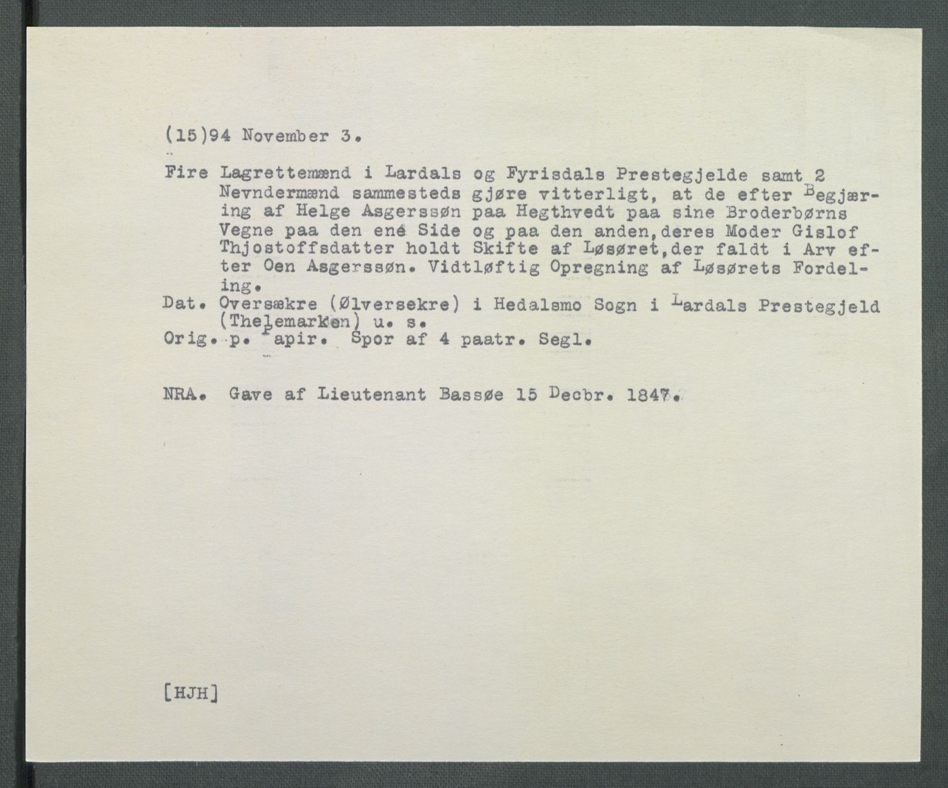 Riksarkivets diplomsamling, AV/RA-EA-5965/F02/L0098: Dokumenter, 1594, s. 64
