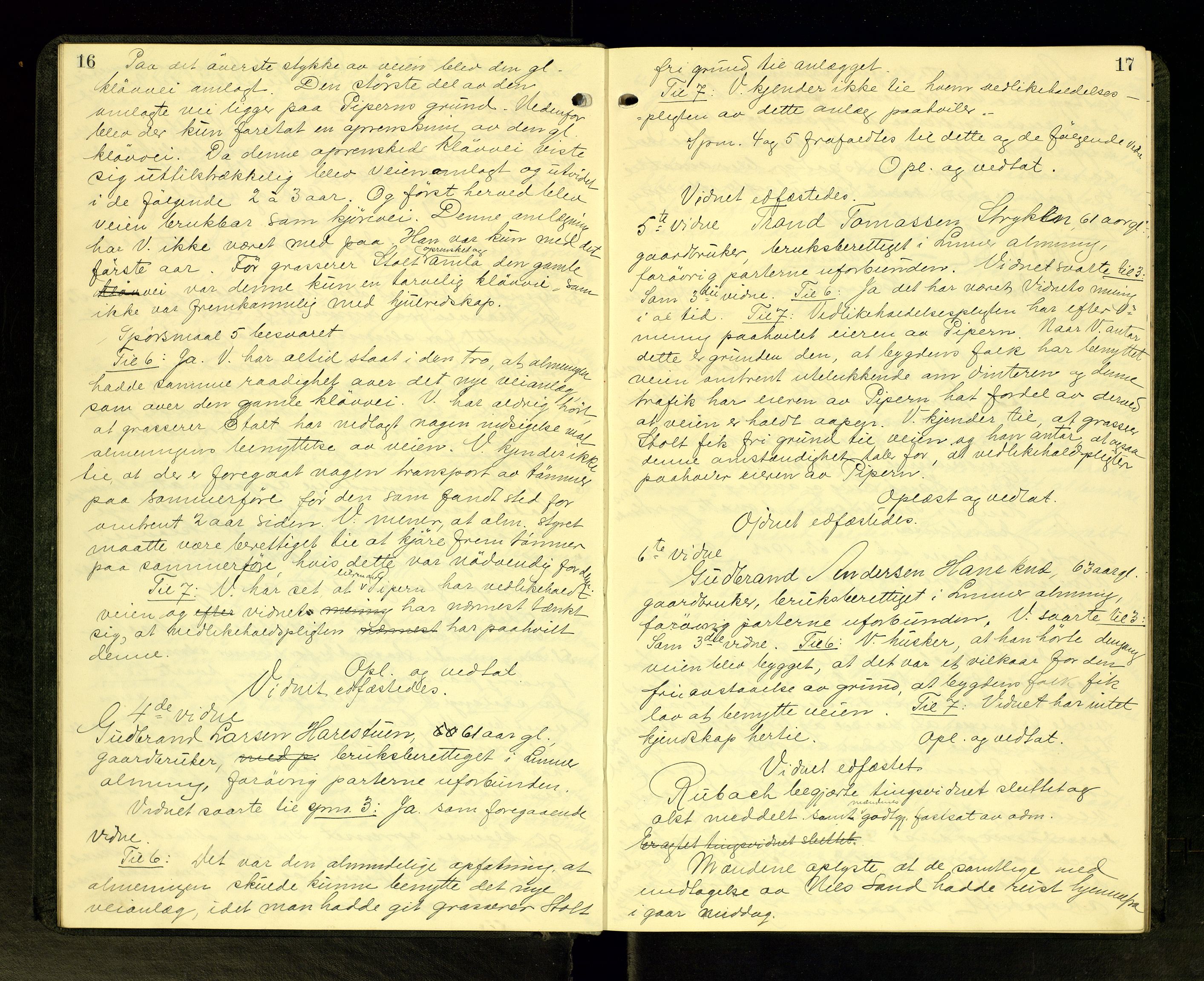 Hadeland og Land tingrett, AV/SAH-TING-010/G/Gc/L0048: Ekstrarettsprotokoll, 1912-1913, s. 16-17