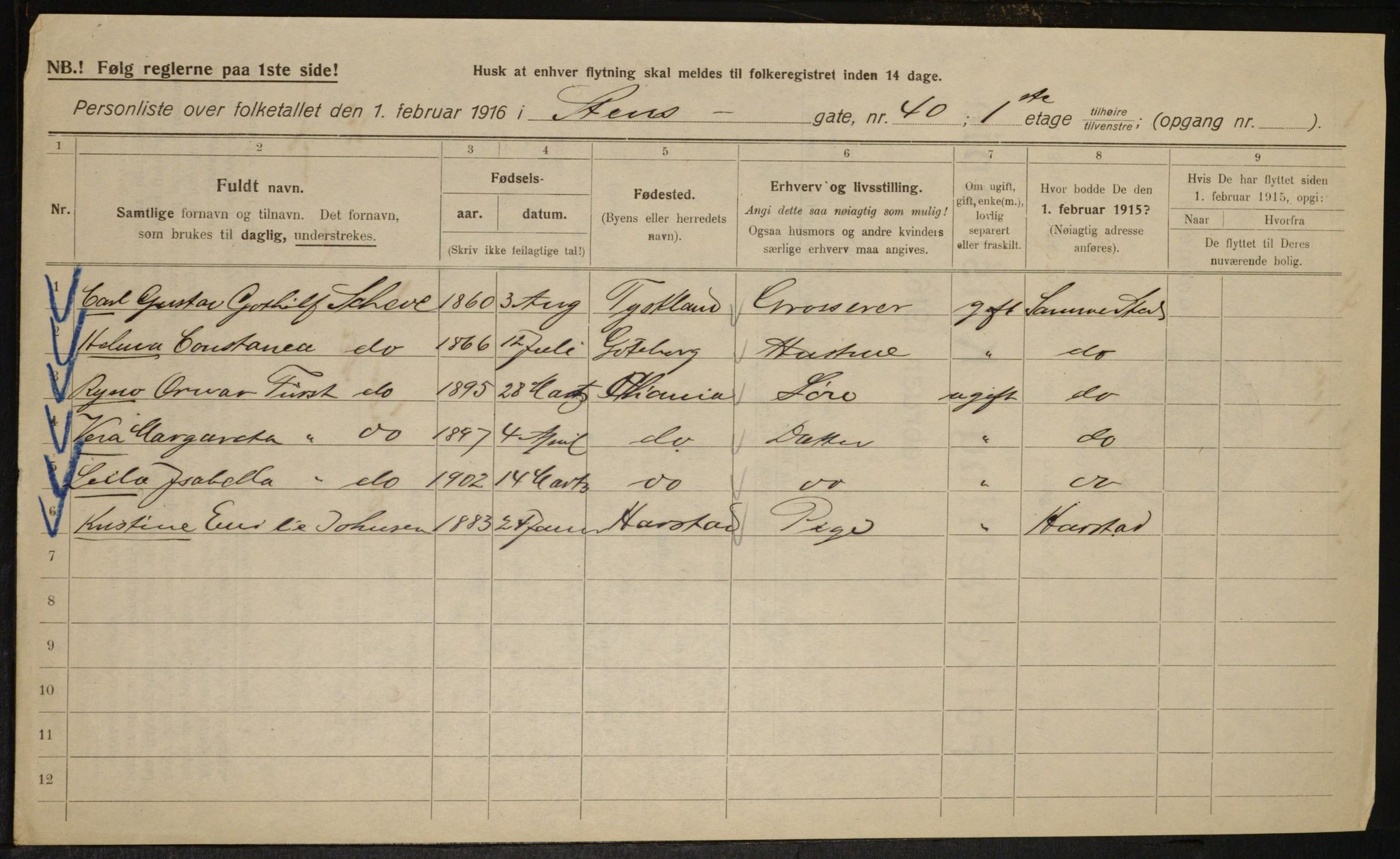 OBA, Kommunal folketelling 1.2.1916 for Kristiania, 1916, s. 104947