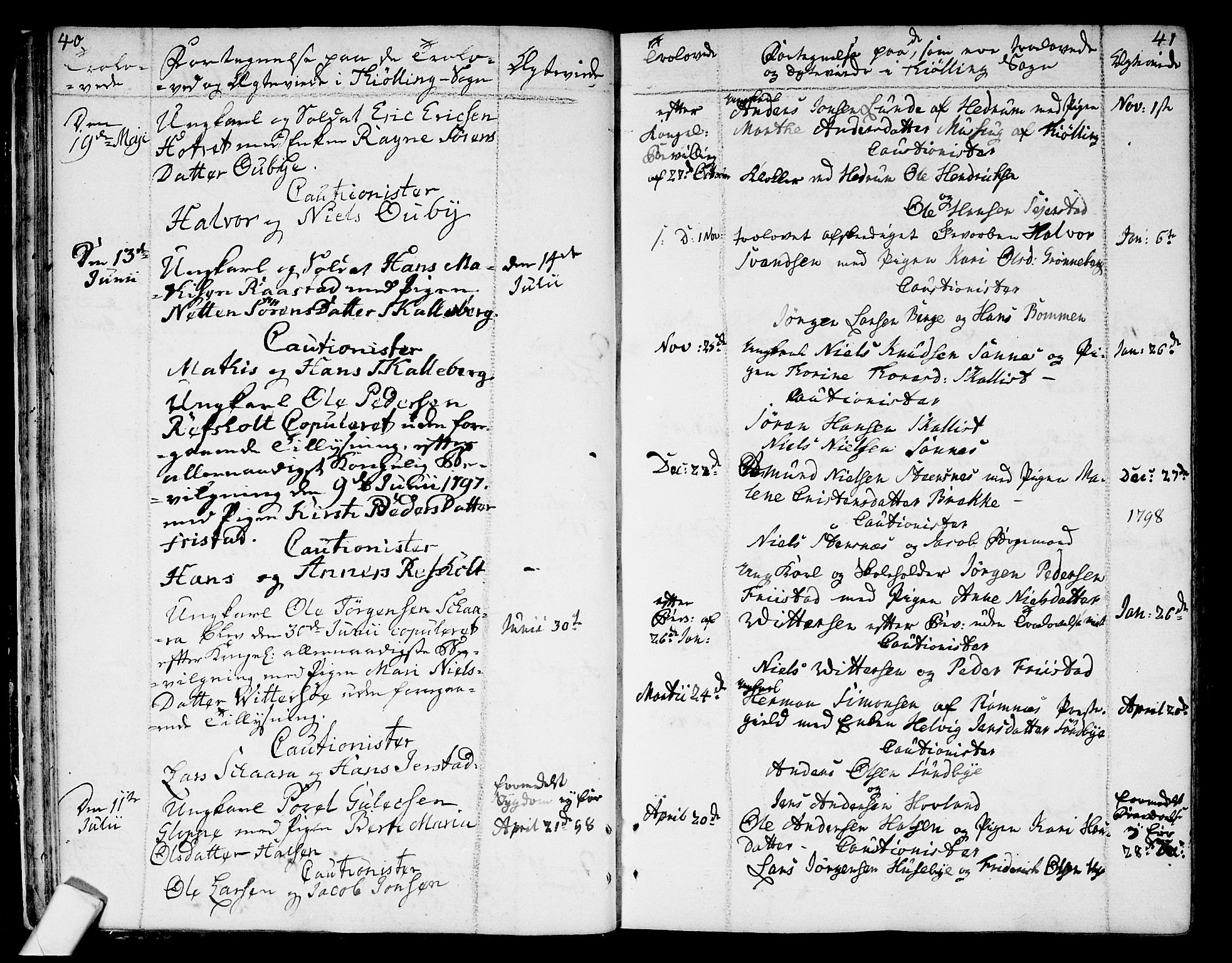 Tjølling kirkebøker, SAKO/A-60/F/Fa/L0004: Ministerialbok nr. 4, 1779-1817, s. 40-41