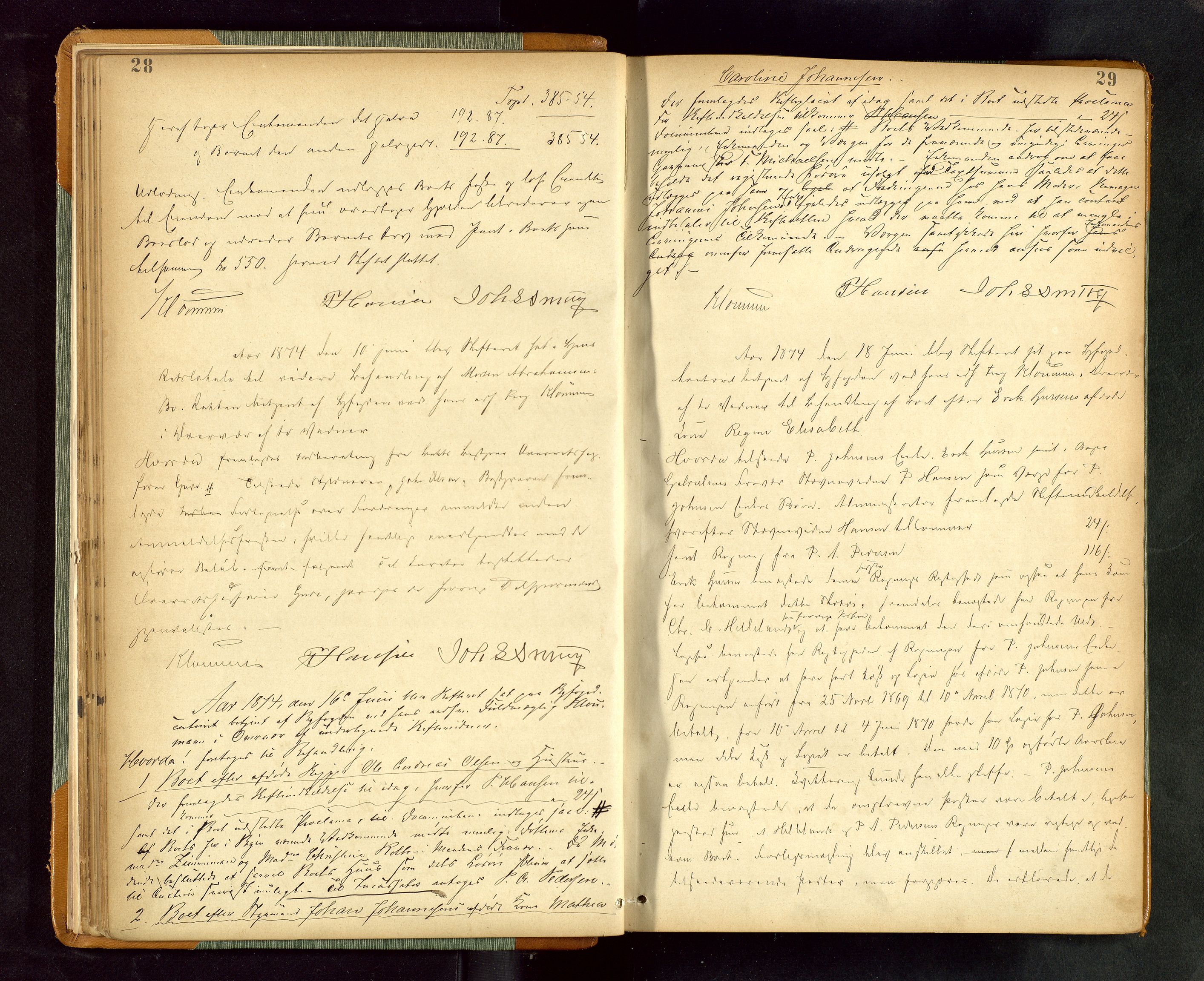 Stavanger byfogd, AV/SAST-A-101408/001/5/50/503BB/L0015: Skifteforhandlingsprotokoll, 1873-1879, s. 28-29