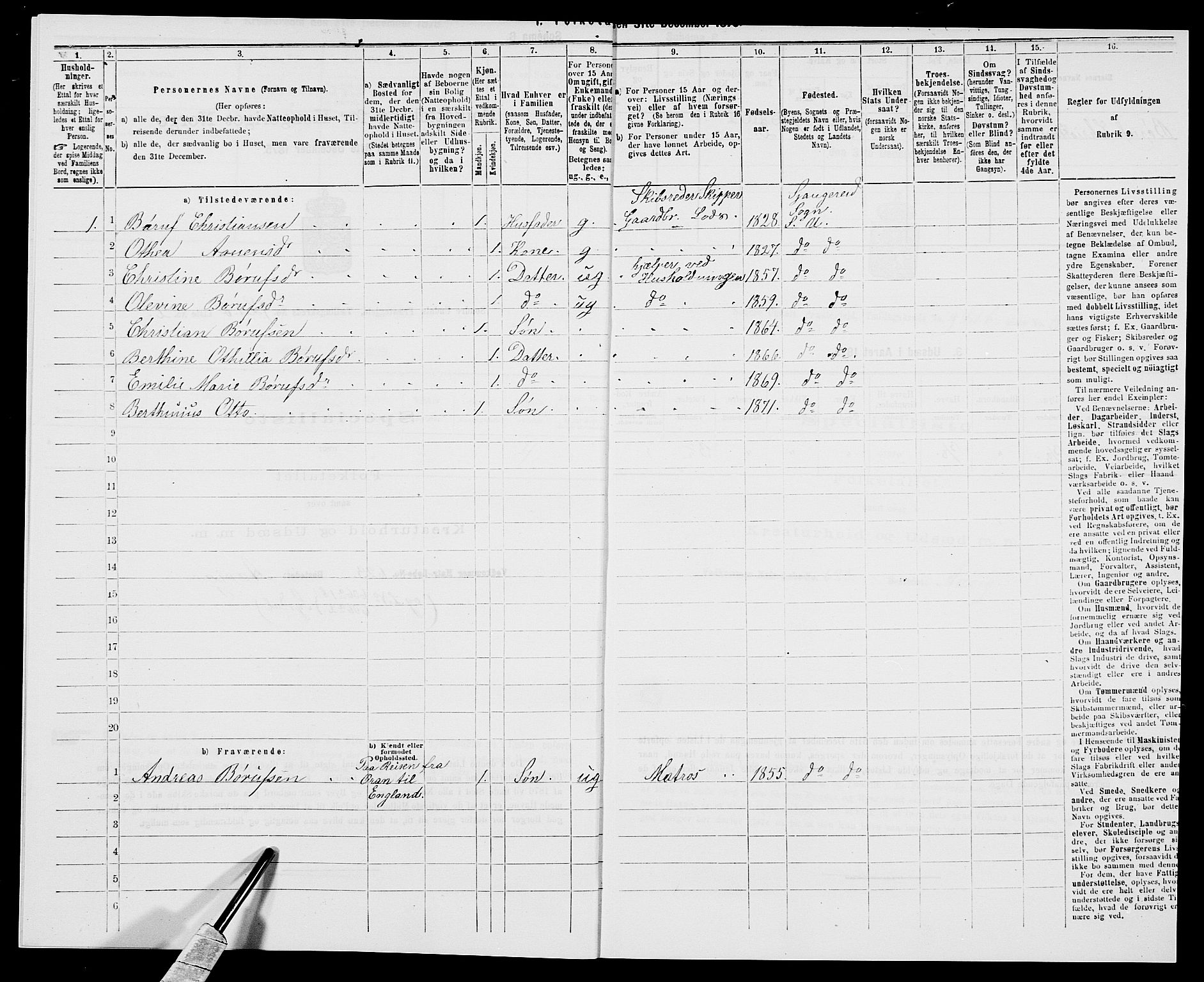 SAK, Folketelling 1875 for 1029P Sør-Audnedal prestegjeld, 1875, s. 1313