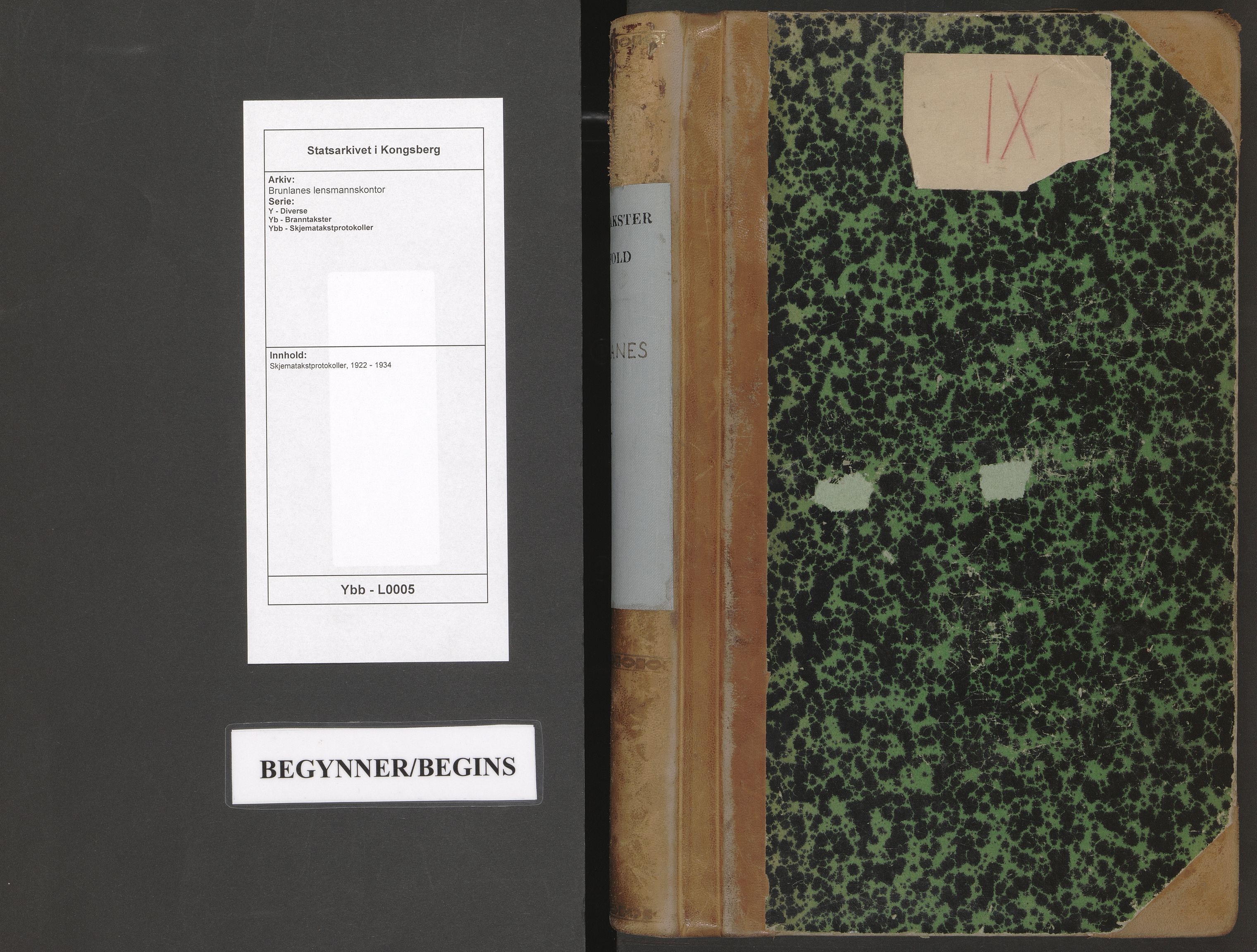 Brunlanes lensmannskontor, AV/SAKO-A-535/Y/Yb/Ybb/L0005: Skjematakstprotokoller, 1922-1934