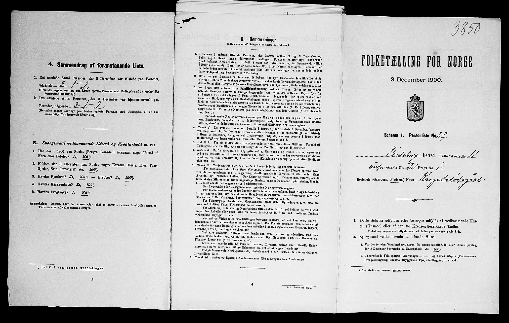 SAO, Folketelling 1900 for 0125 Eidsberg herred, 1900