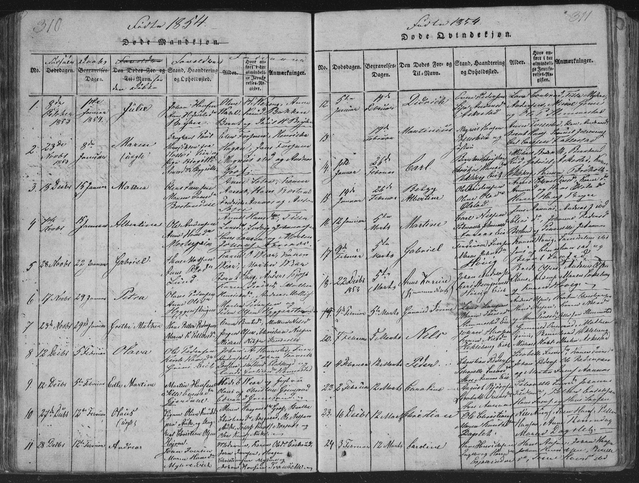 Røyken kirkebøker, AV/SAKO-A-241/G/Ga/L0003: Klokkerbok nr. 3, 1814-1856, s. 310-311
