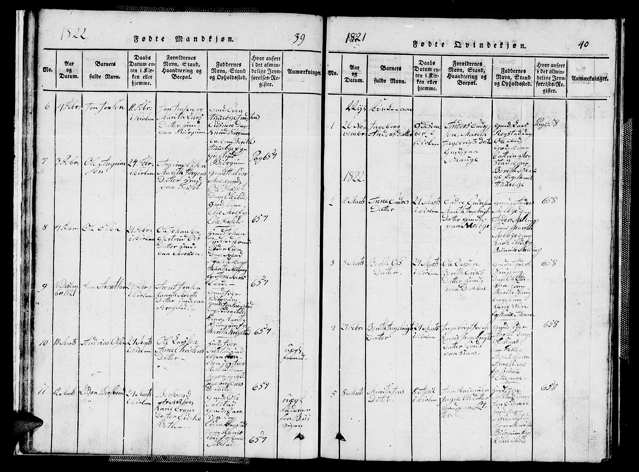 Ministerialprotokoller, klokkerbøker og fødselsregistre - Sør-Trøndelag, SAT/A-1456/667/L0796: Klokkerbok nr. 667C01, 1817-1836, s. 39-40