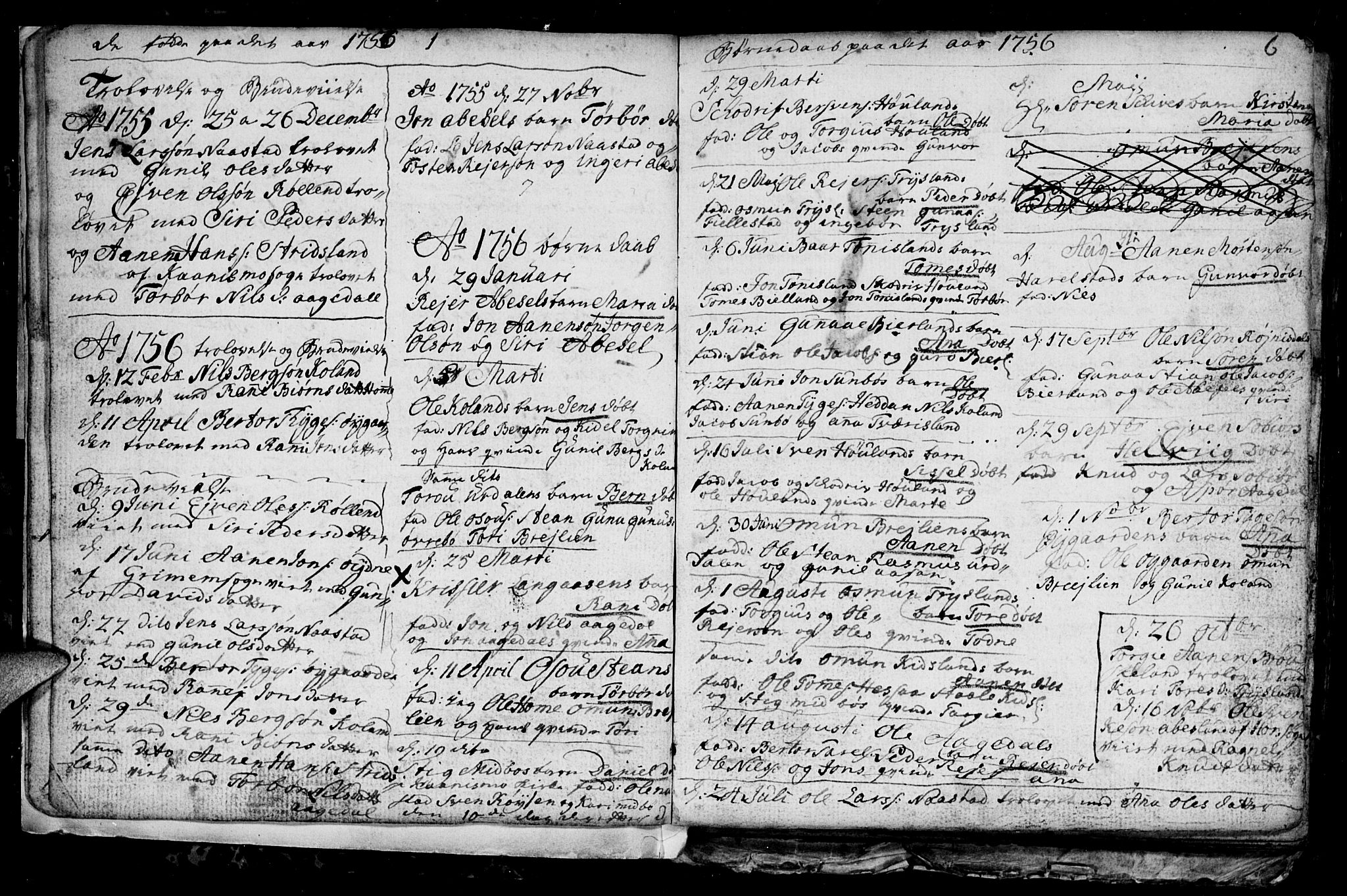 Bjelland sokneprestkontor, SAK/1111-0005/F/Fb/Fba/L0002: Klokkerbok nr. B 2, 1753-1792, s. 6