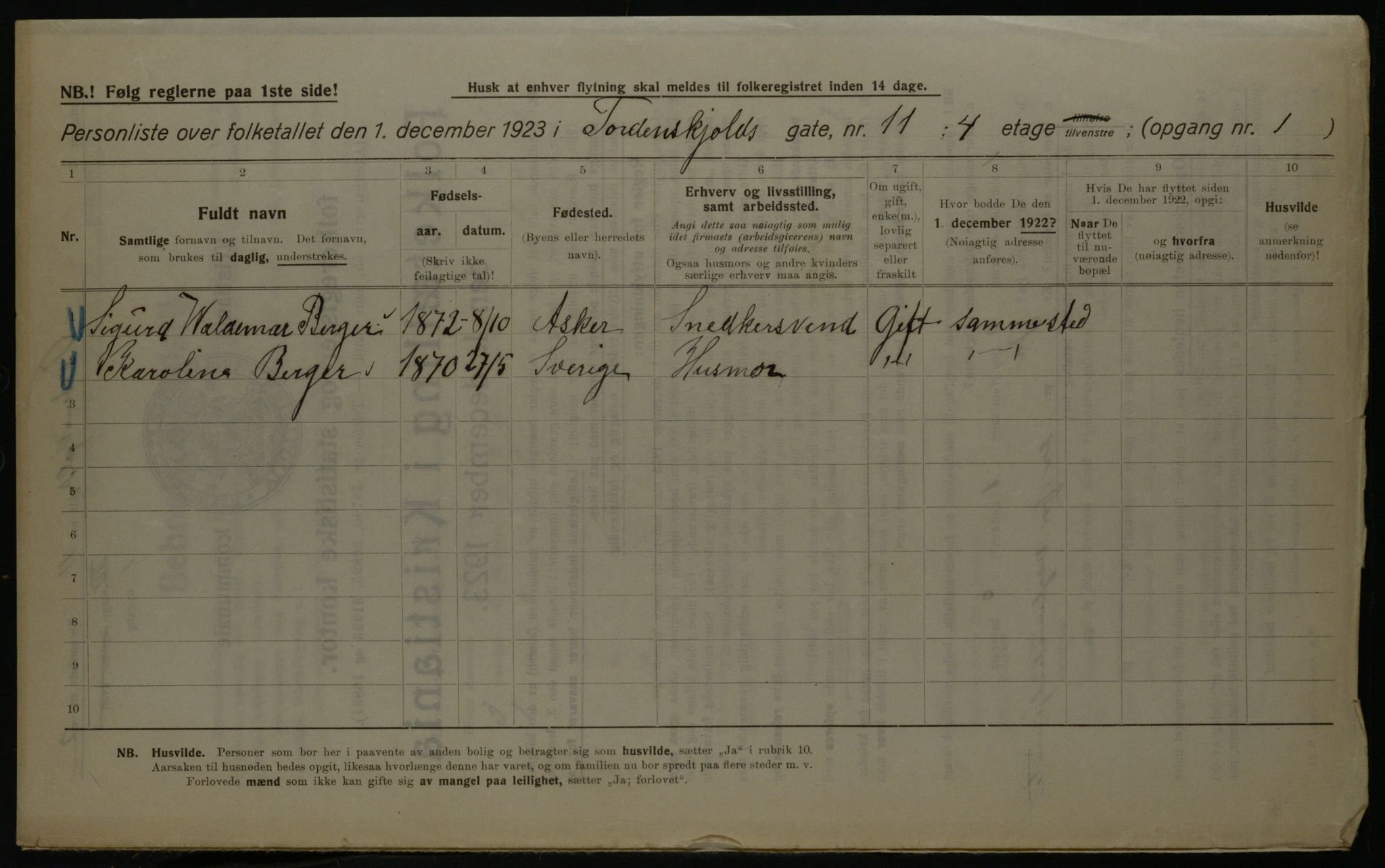 OBA, Kommunal folketelling 1.12.1923 for Kristiania, 1923, s. 125589