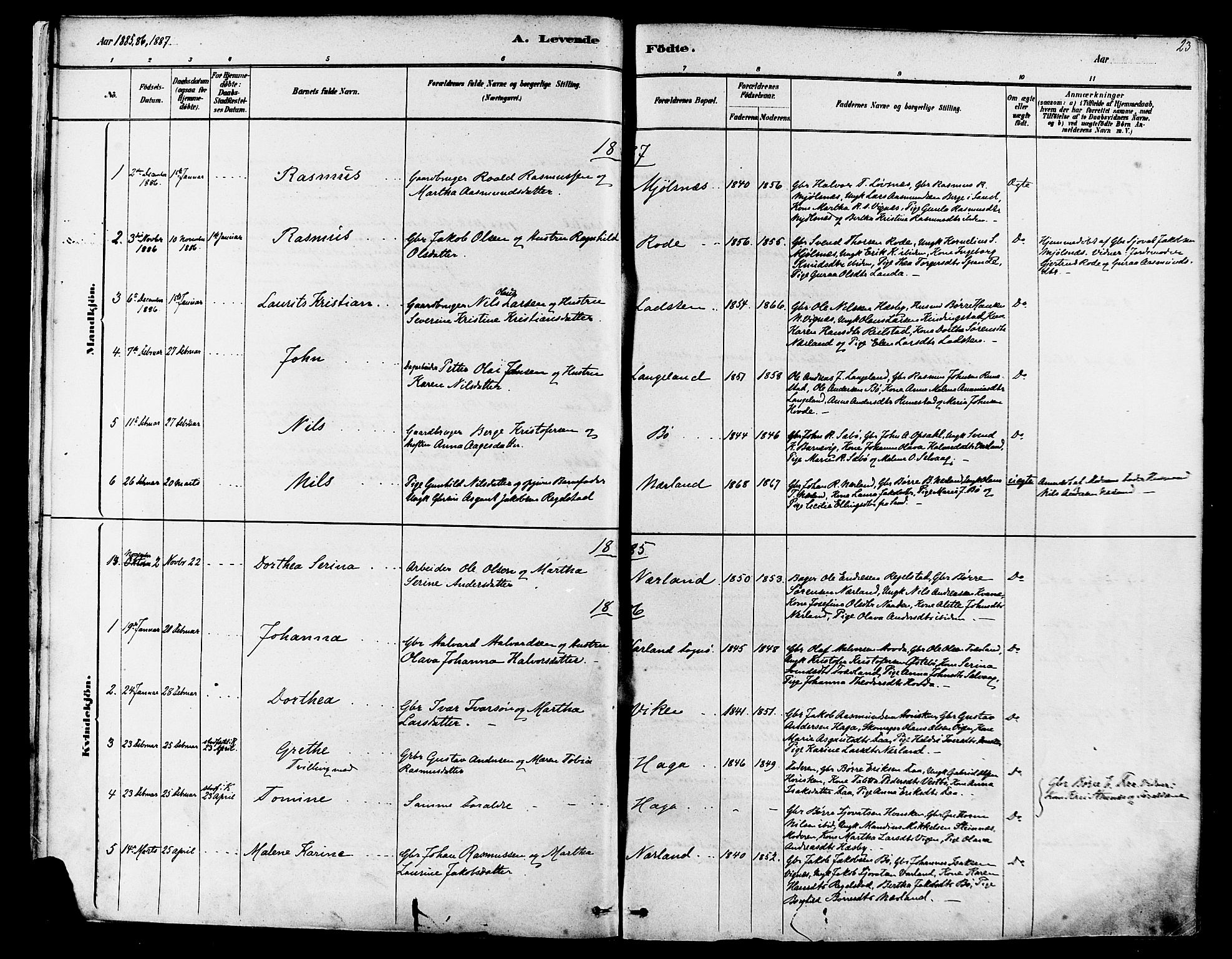 Finnøy sokneprestkontor, AV/SAST-A-101825/H/Ha/Haa/L0010: Ministerialbok nr. A 10, 1879-1890, s. 23