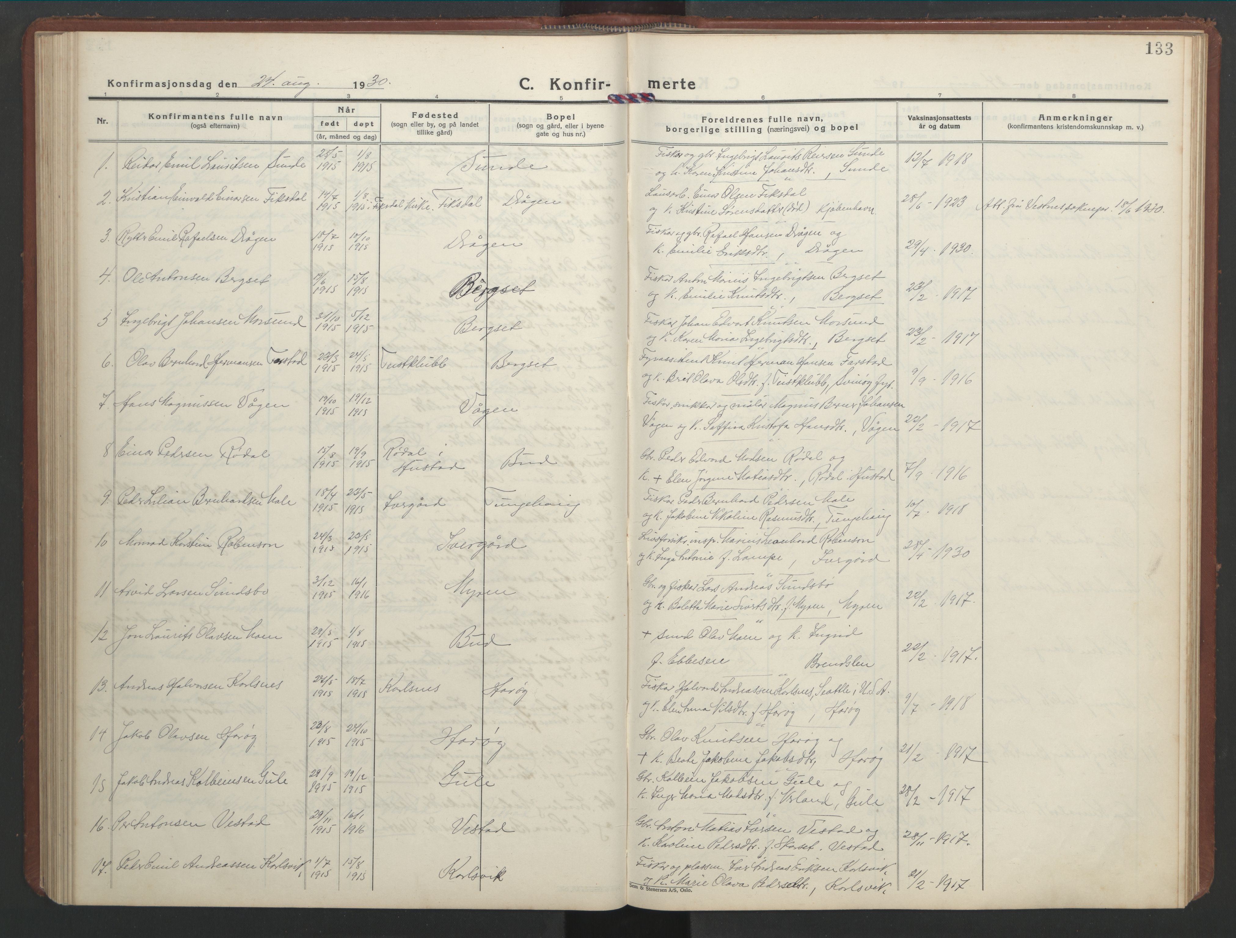 Ministerialprotokoller, klokkerbøker og fødselsregistre - Møre og Romsdal, SAT/A-1454/566/L0775: Klokkerbok nr. 566C04, 1930-1946, s. 133