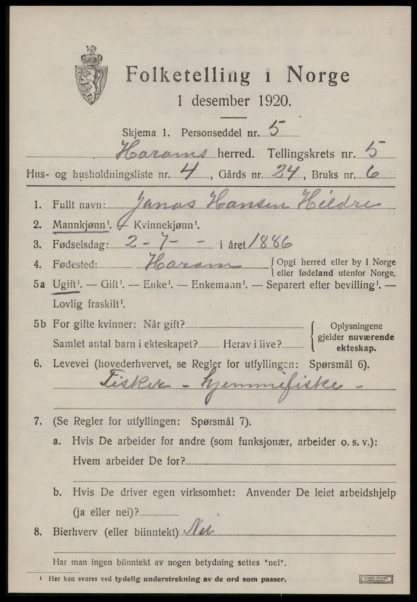SAT, Folketelling 1920 for 1534 Haram herred, 1920, s. 2845