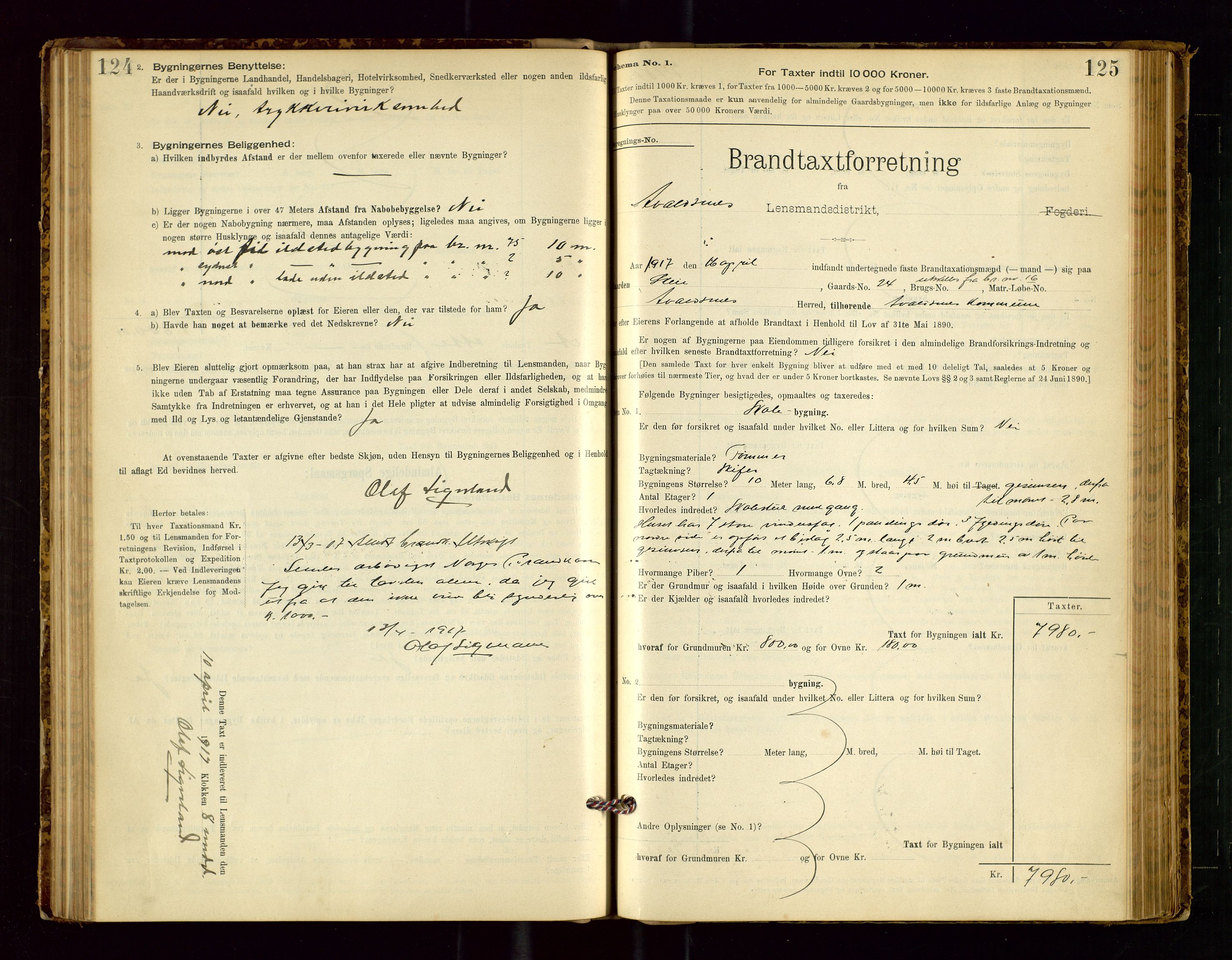 Avaldsnes lensmannskontor, SAST/A-100286/Gob/L0001: "Brandtaxationsprotokol for Avaldsnes Lensmandsdistrikt Ryfylke Fogderi", 1894-1925, s. 124-125