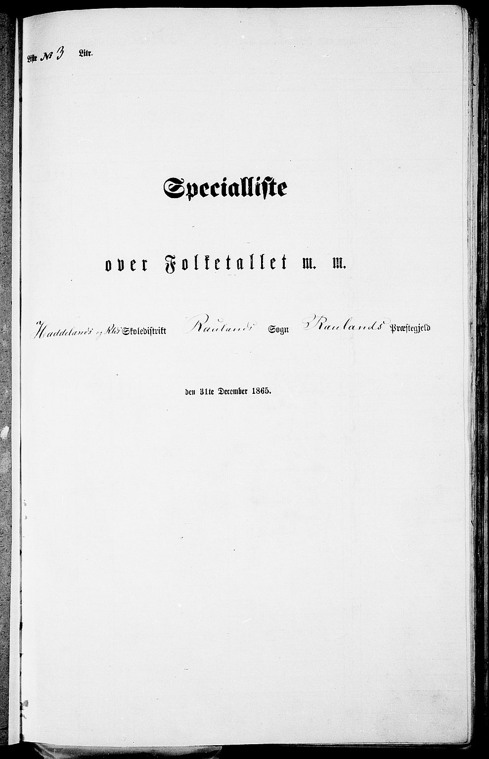 RA, Folketelling 1865 for 0835P Rauland prestegjeld, 1865, s. 30