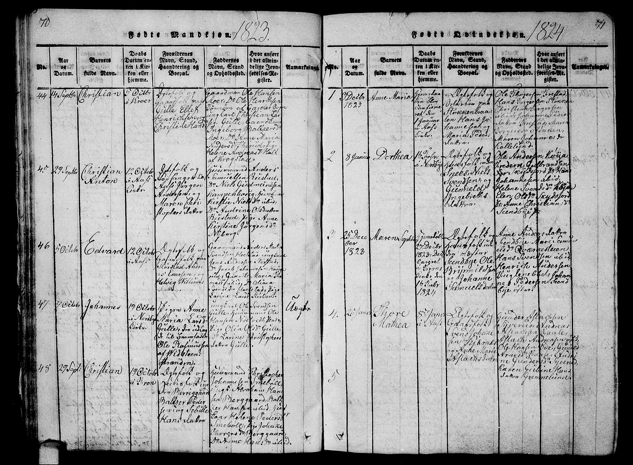 Ås prestekontor Kirkebøker, AV/SAO-A-10894/G/Ga/L0002: Klokkerbok nr. I 2, 1820-1836, s. 70-71