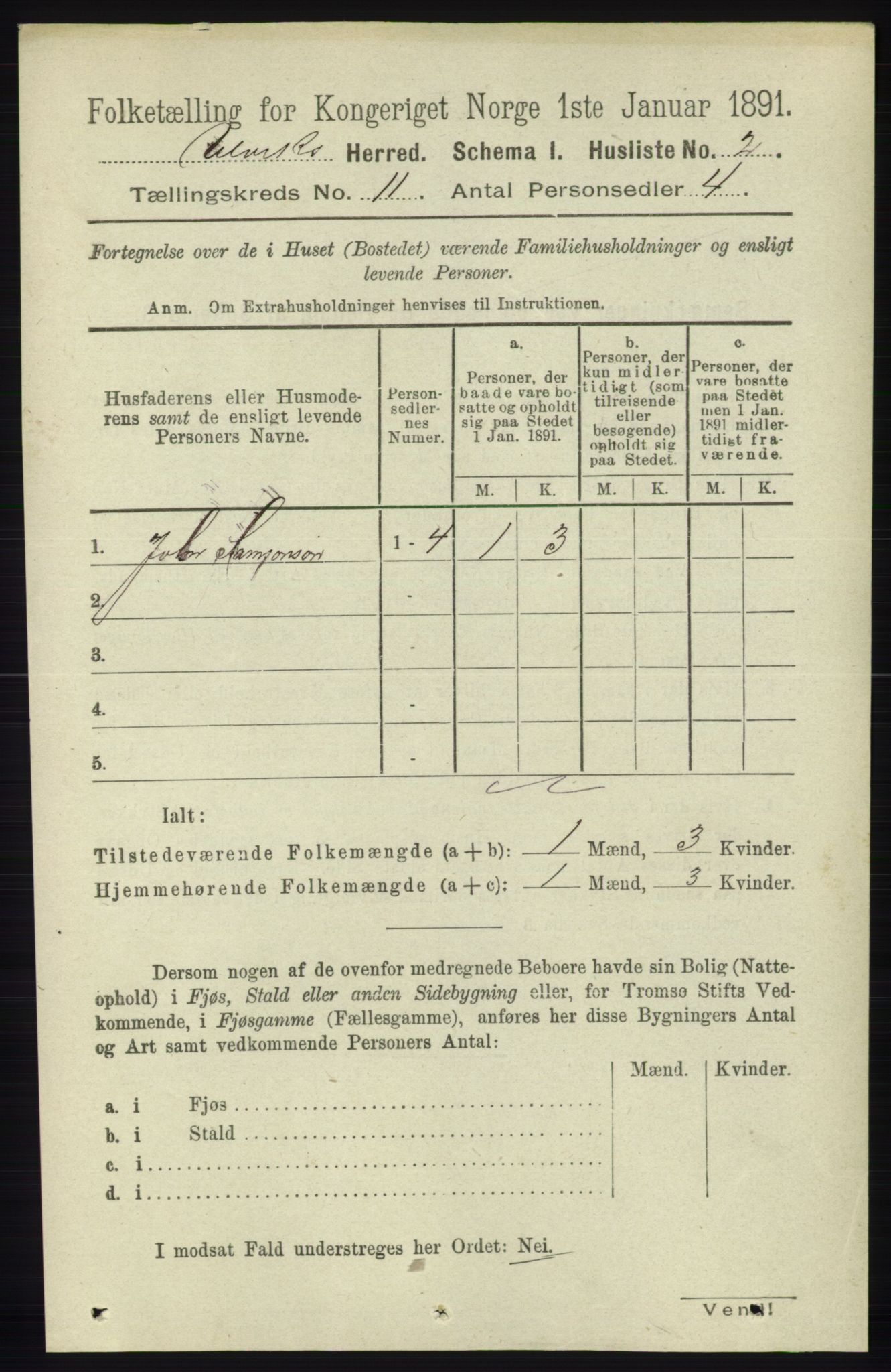 RA, Folketelling 1891 for 1233 Ulvik herred, 1891, s. 3441