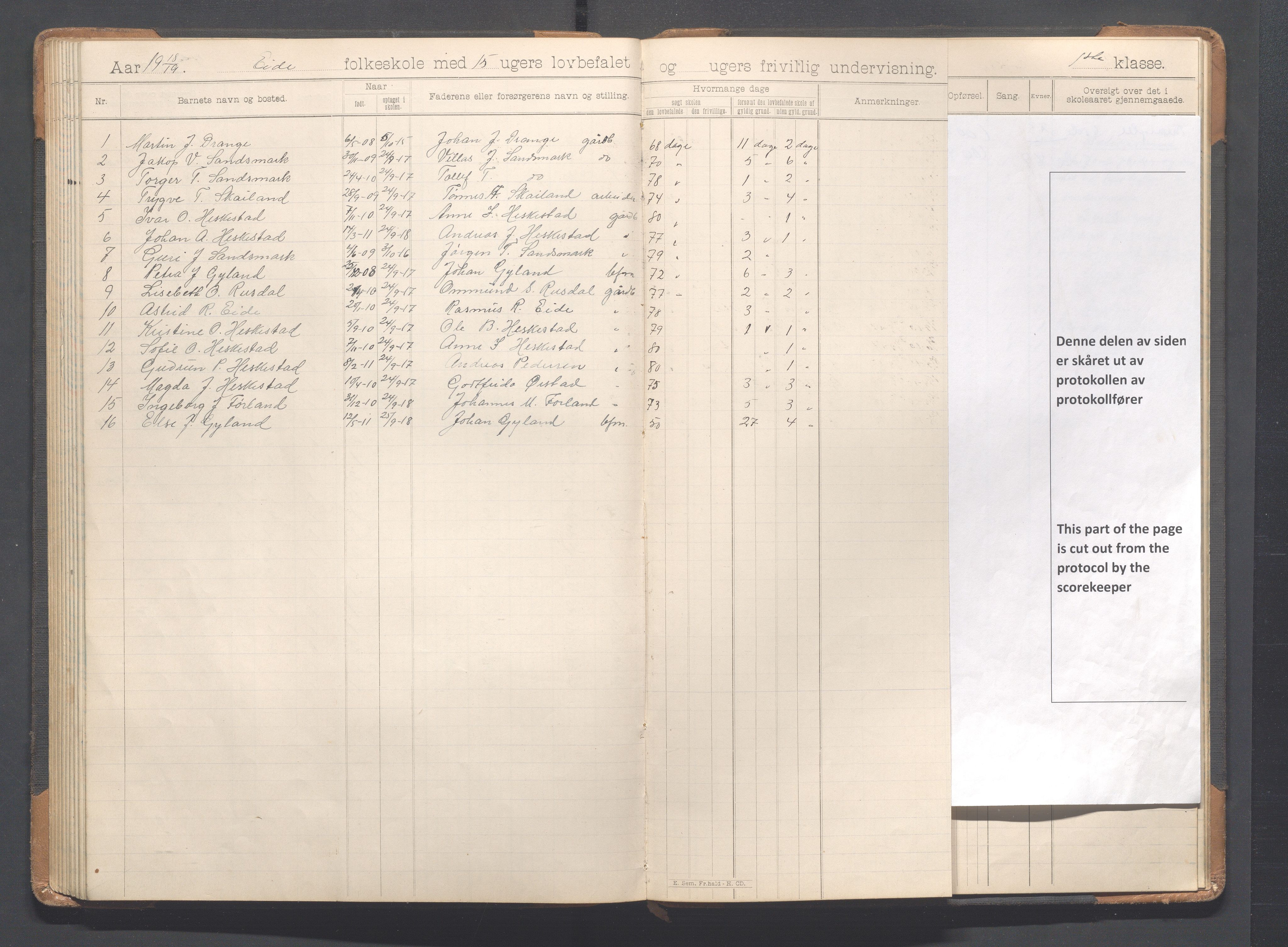 Heskestad kommune - Eide skole, IKAR/K-101744/H/L0001: Skoleprotokoll, 1898-1922, s. 85