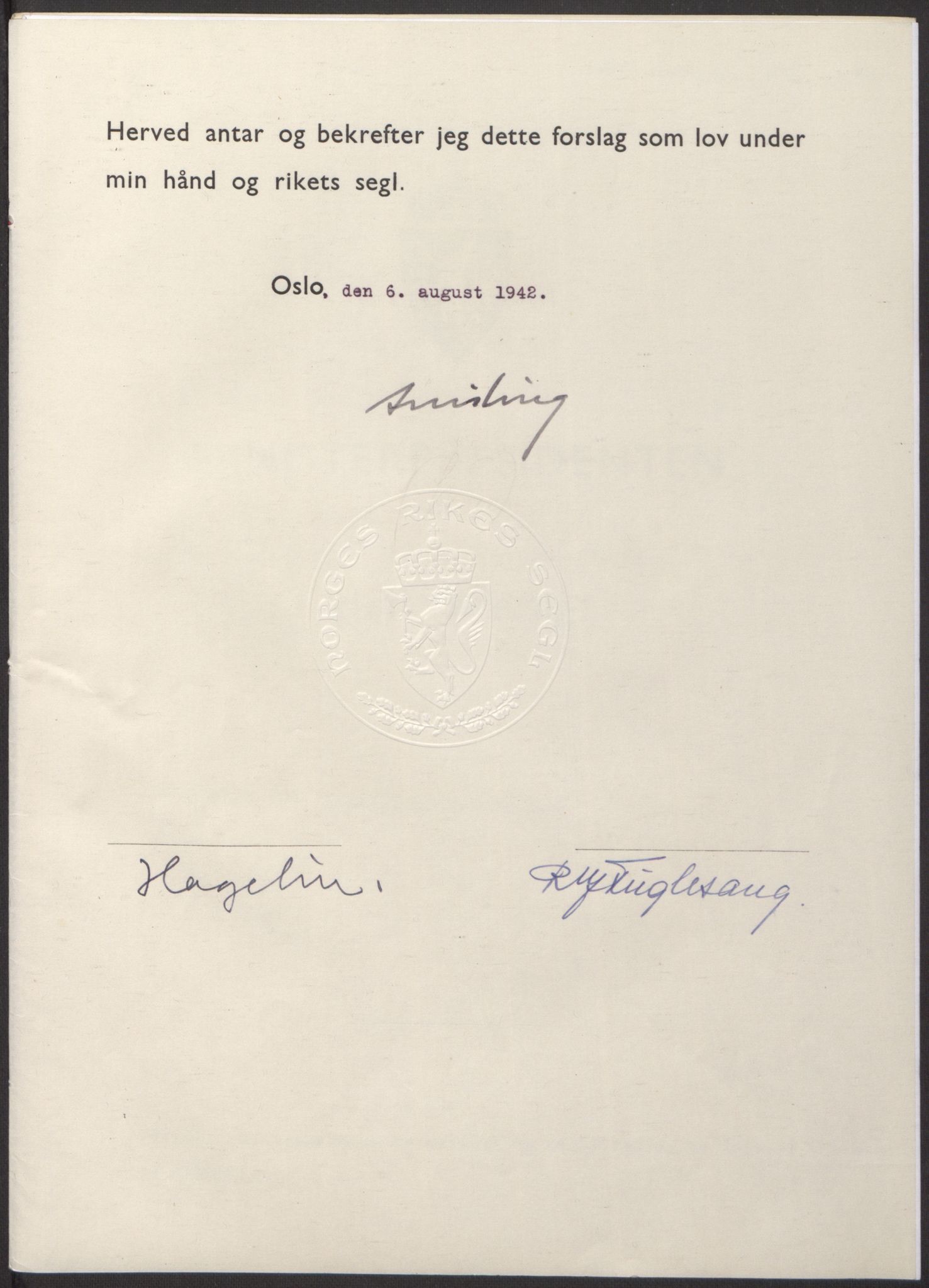 NS-administrasjonen 1940-1945 (Statsrådsekretariatet, de kommisariske statsråder mm), RA/S-4279/D/Db/L0098: Lover II, 1942, s. 255