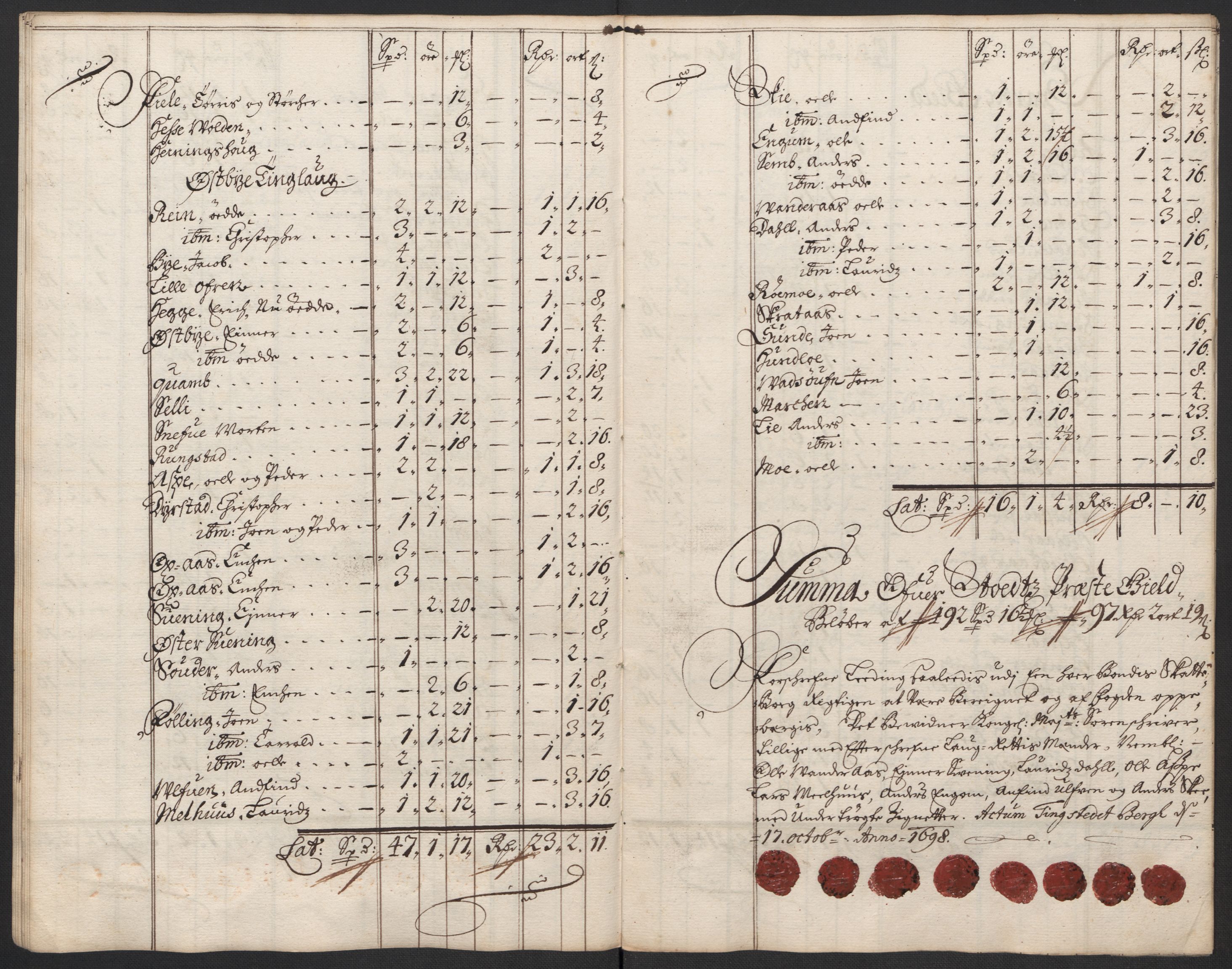 Rentekammeret inntil 1814, Reviderte regnskaper, Fogderegnskap, AV/RA-EA-4092/R63/L4310: Fogderegnskap Inderøy, 1698-1699, s. 111