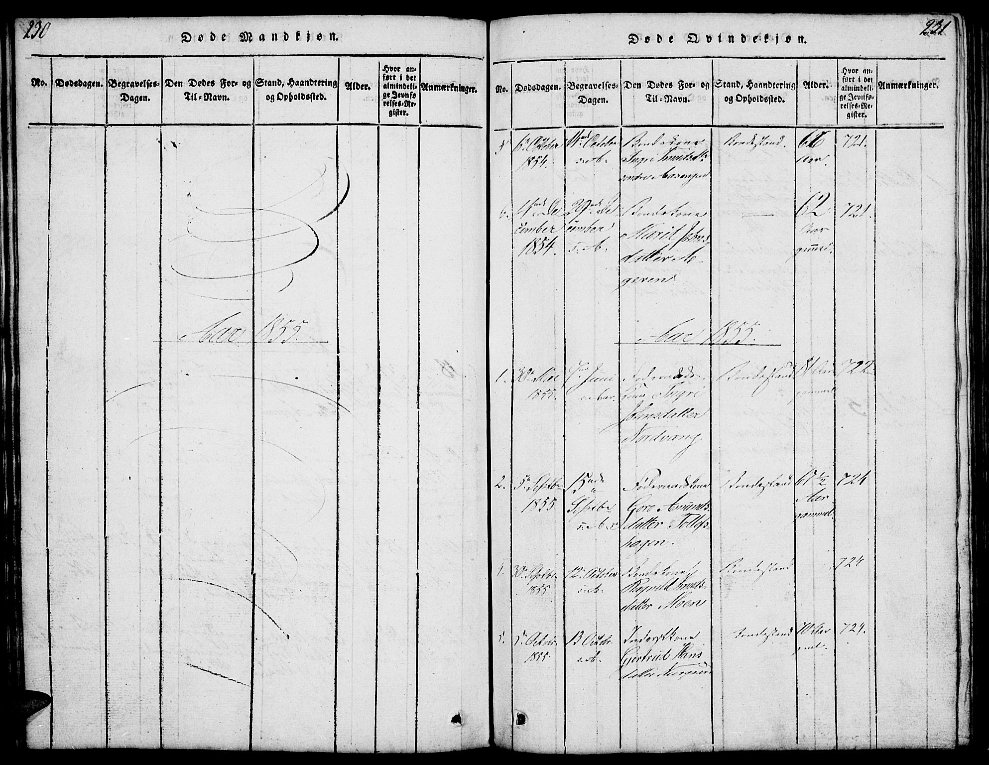 Tolga prestekontor, AV/SAH-PREST-062/L/L0003: Klokkerbok nr. 3, 1815-1862, s. 230-231